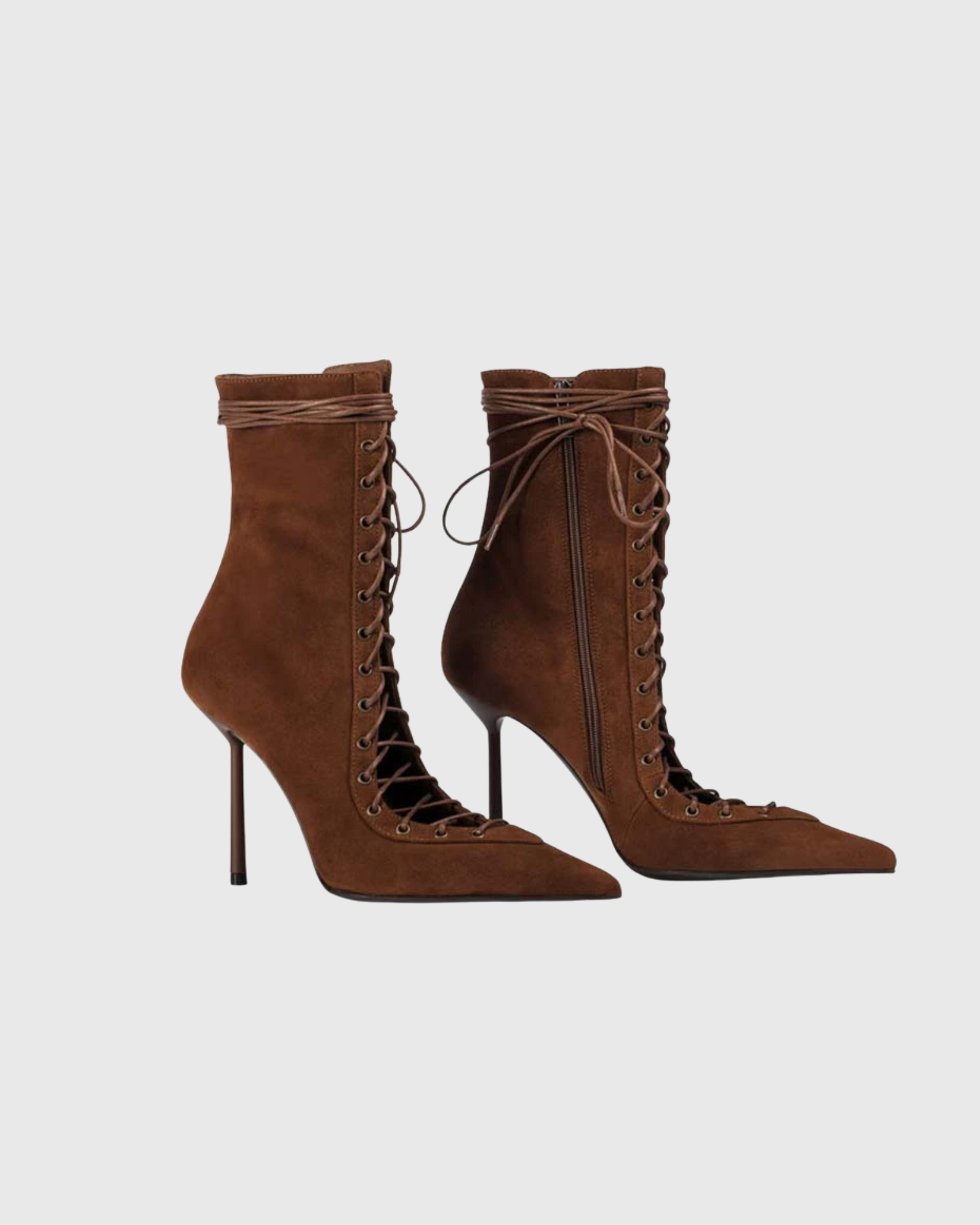 Agnola Lace Up Leather Ankle Boots In Brown