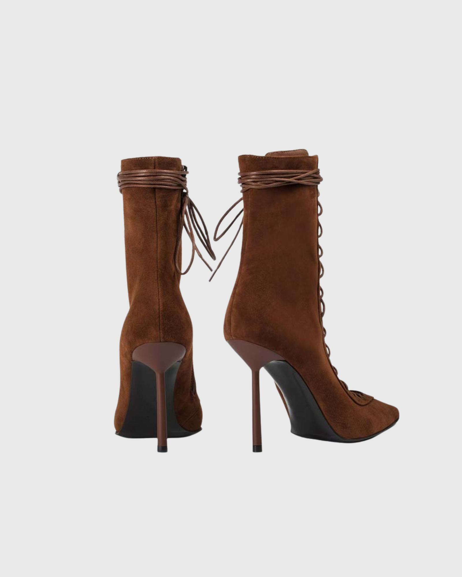 Agnola Lace Up Leather Ankle Boots In Brown