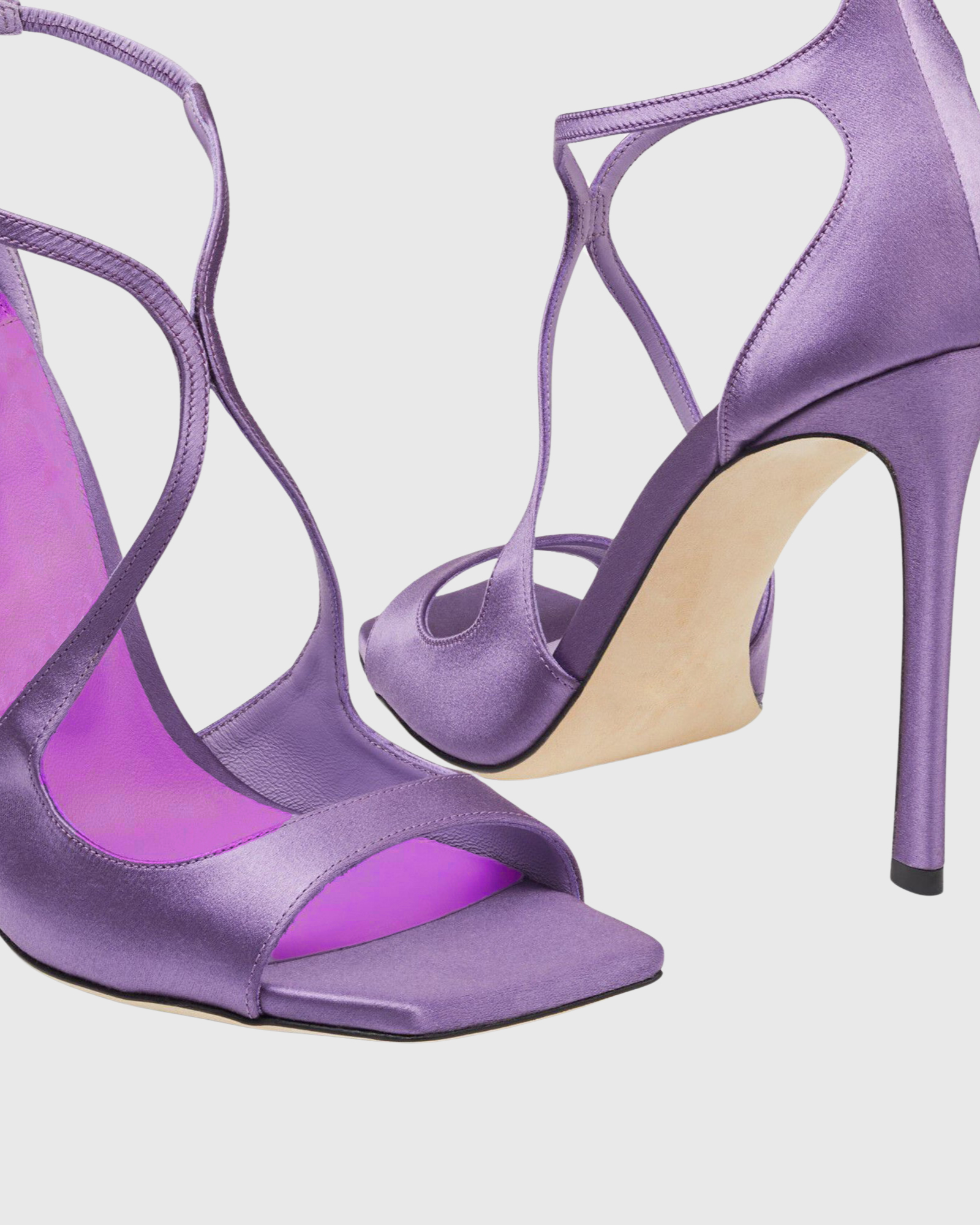 Aryana Strap Satin Sandals In Violet