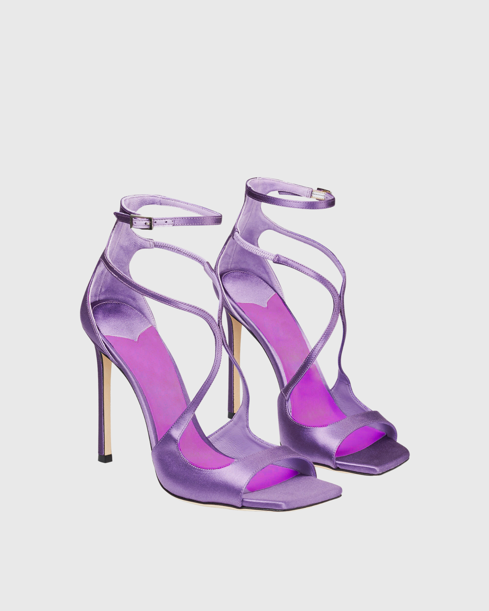 Aryana Strap Satin Sandals In Violet