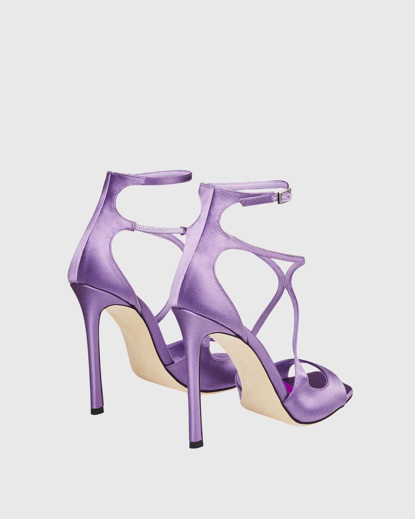 Aryana Strap Satin Sandals In Violet