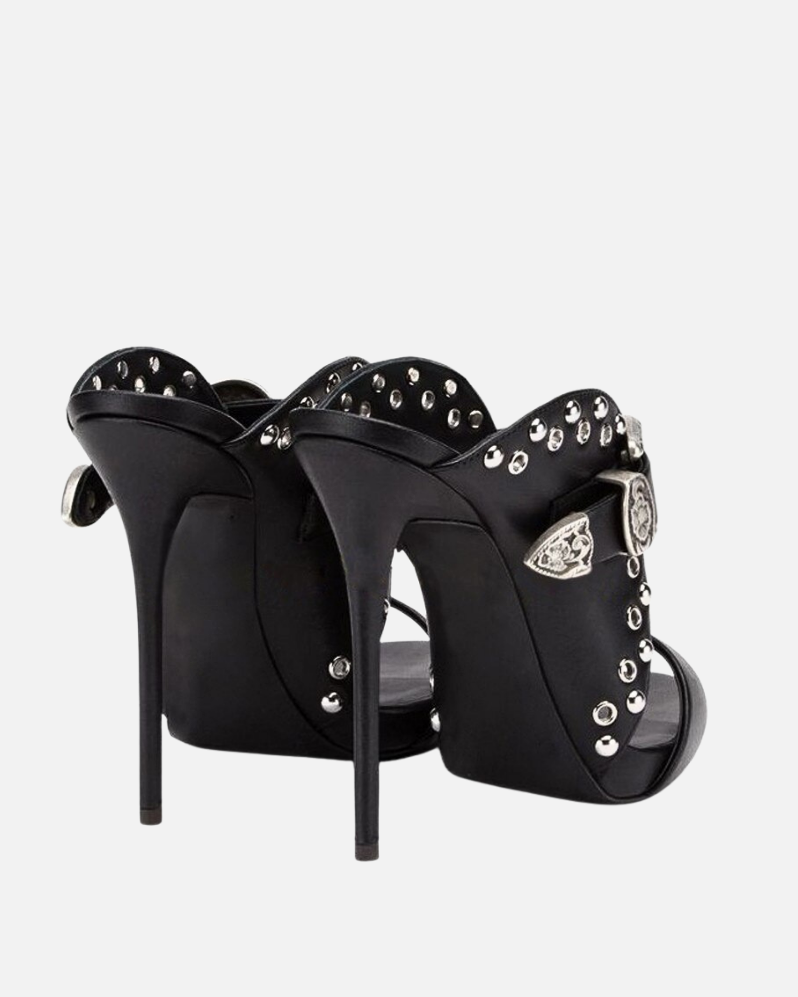 Aspx Studded Buckle Sandals In Black