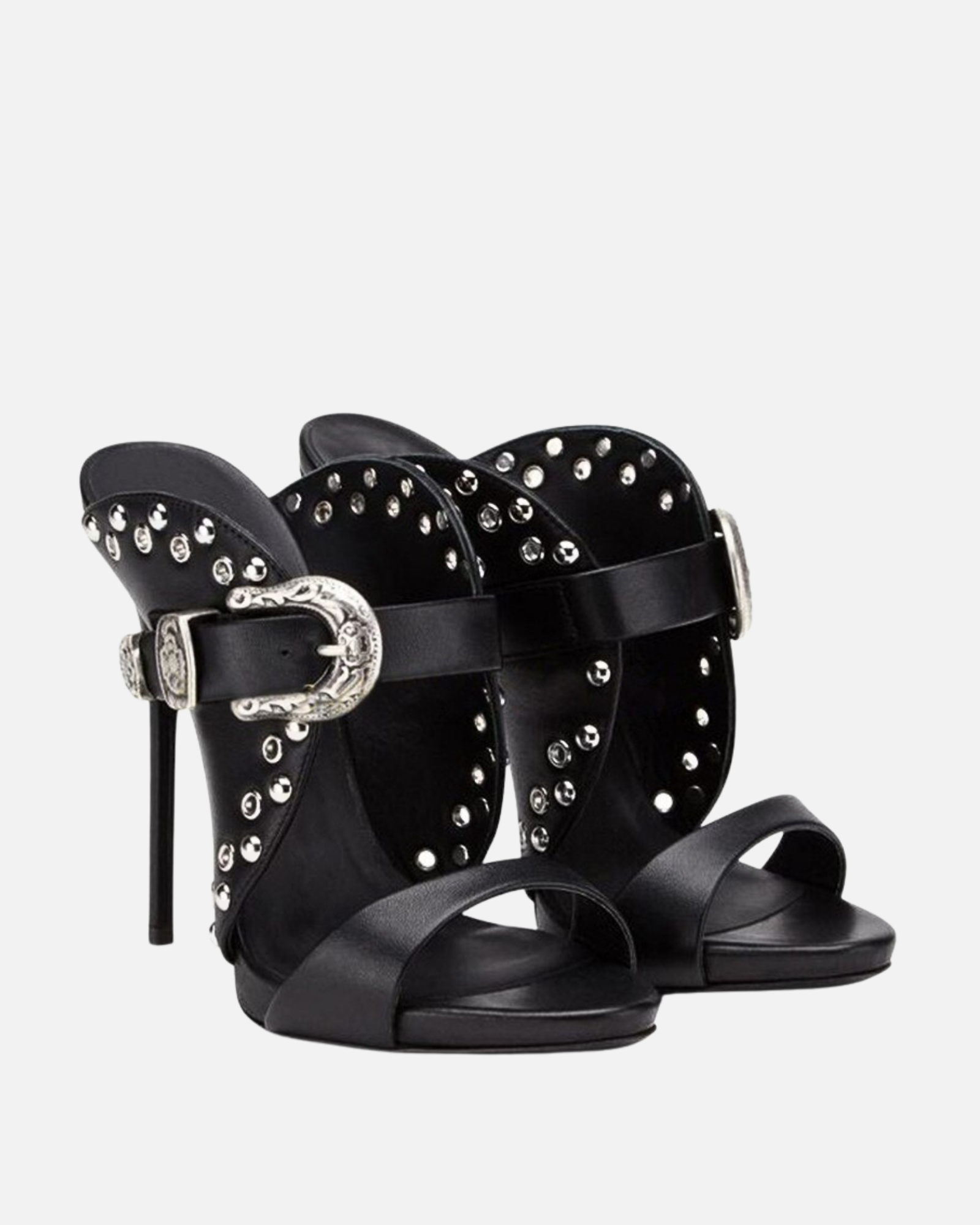 Aspx Studded Buckle Sandals In Black