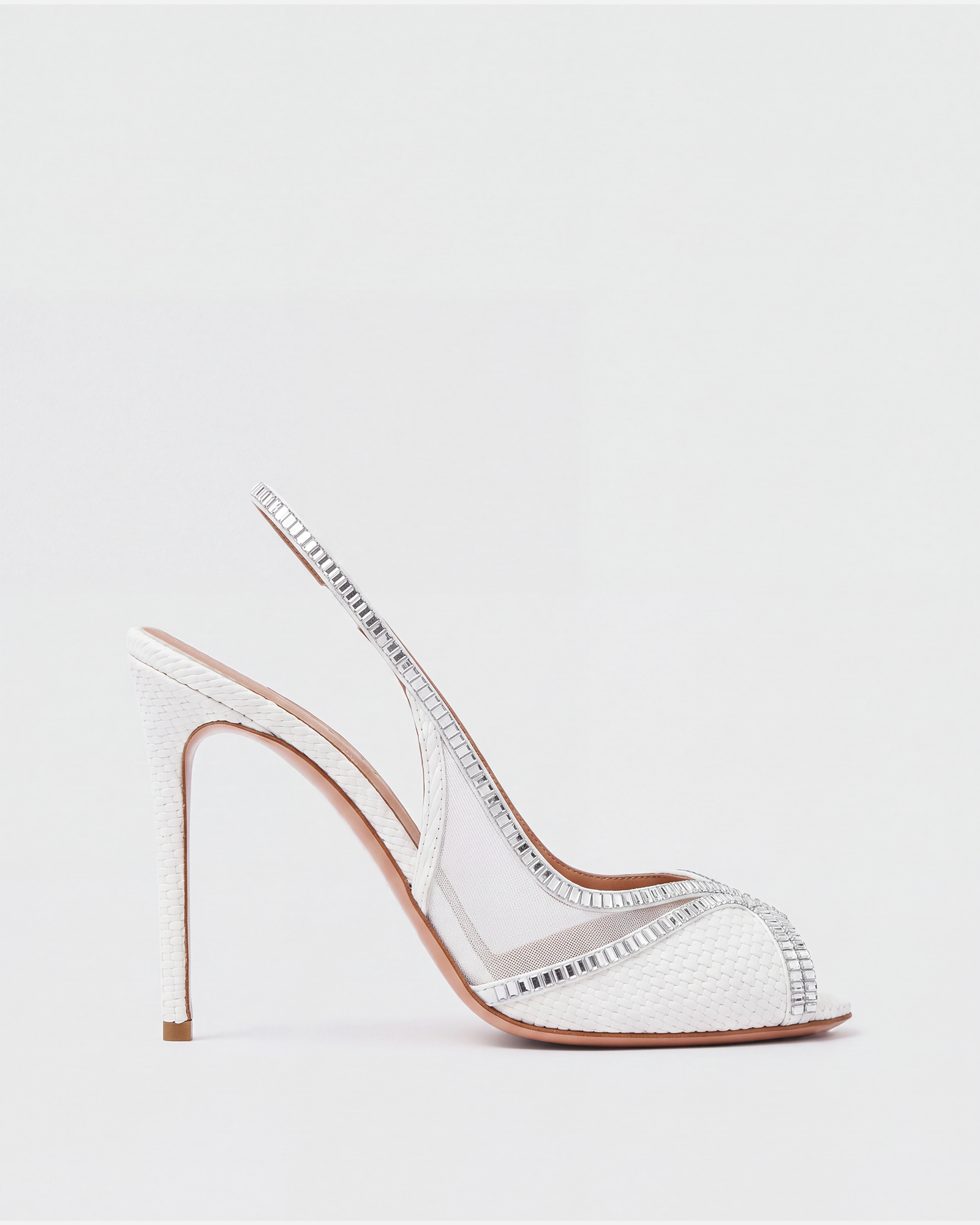 Atlus Rhinestone Slingback Sandals In White