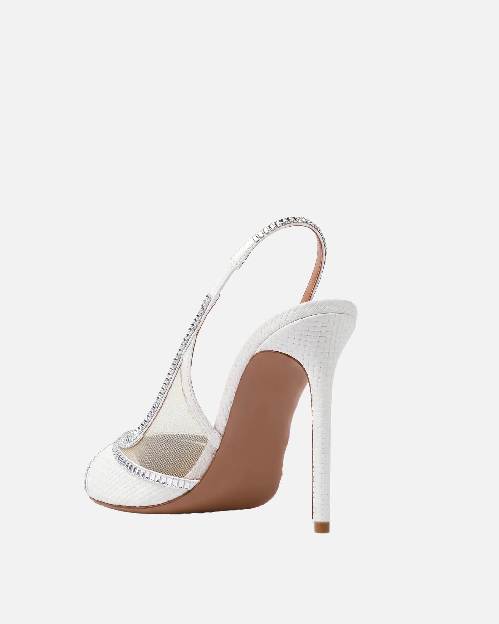 Atlus Rhinestone Slingback Sandals In White