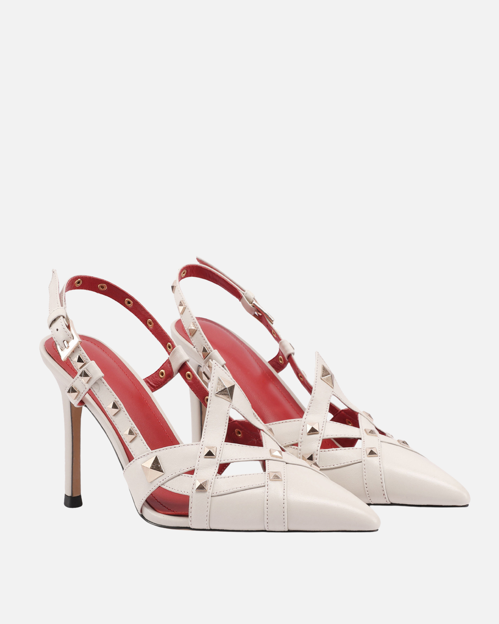 Bodik Studded Cutout Leather Sandals In Beige