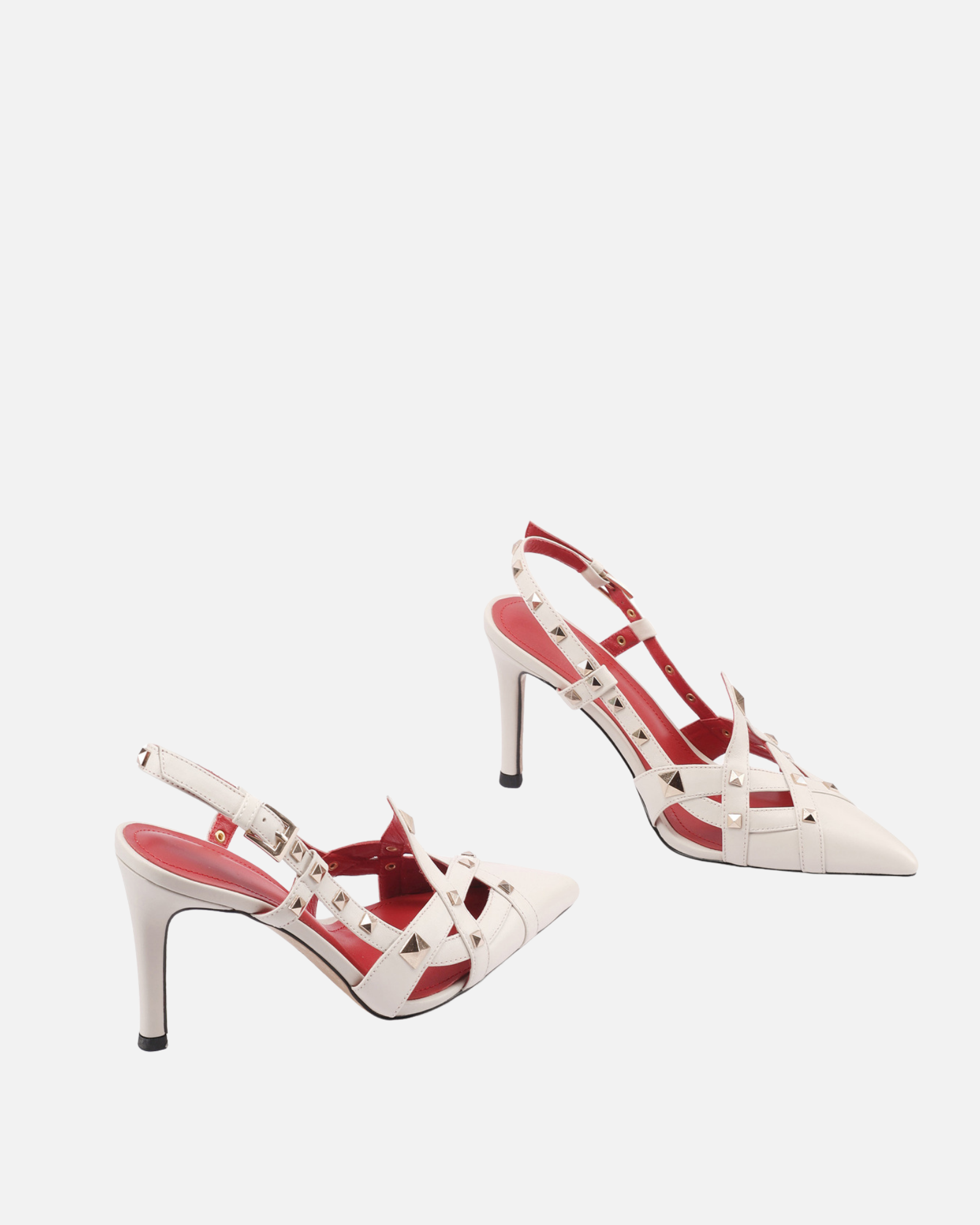 Bodik Studded Cutout Leather Sandals In Beige