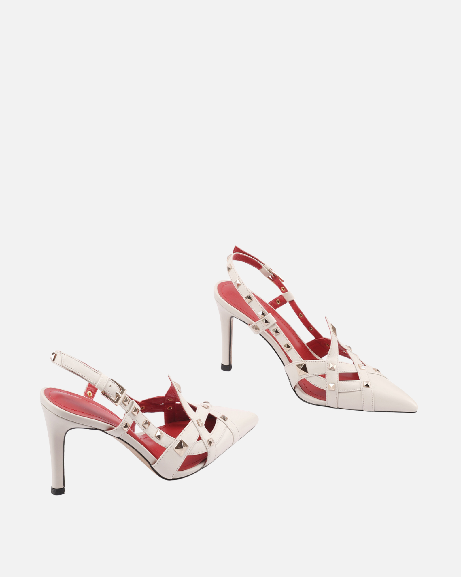 Bodik Studded Cutout Leather Sandals In White