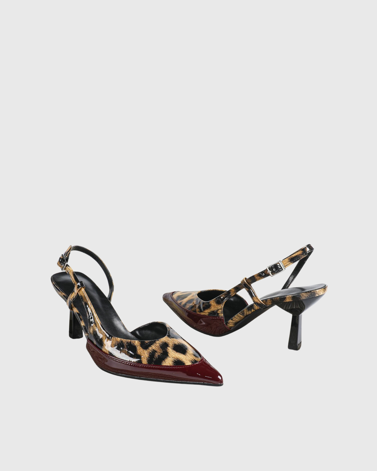 Caasha Leopard Print Slingback Pumps In Wine