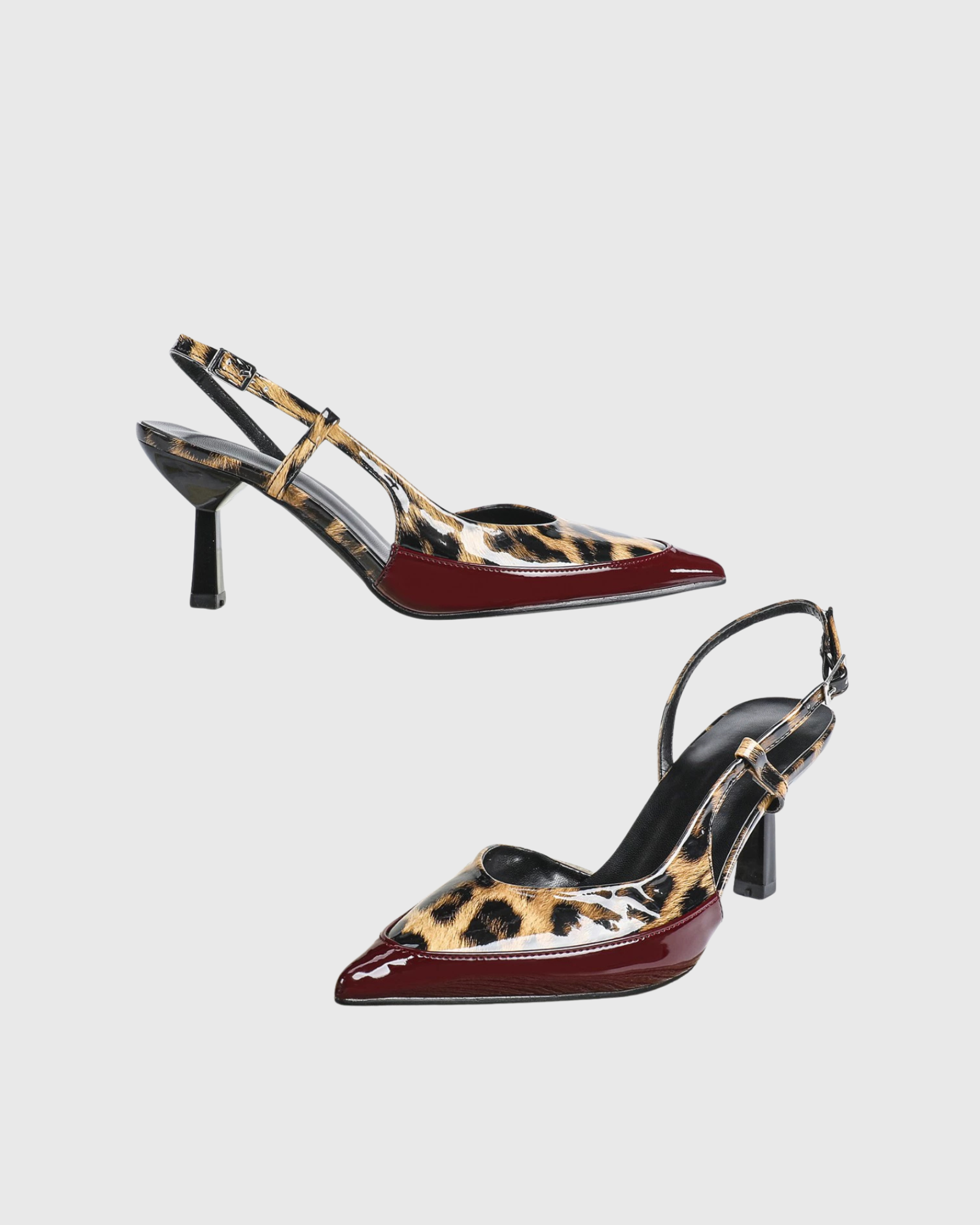 Caasha Leopard Print Slingback Pumps In Wine