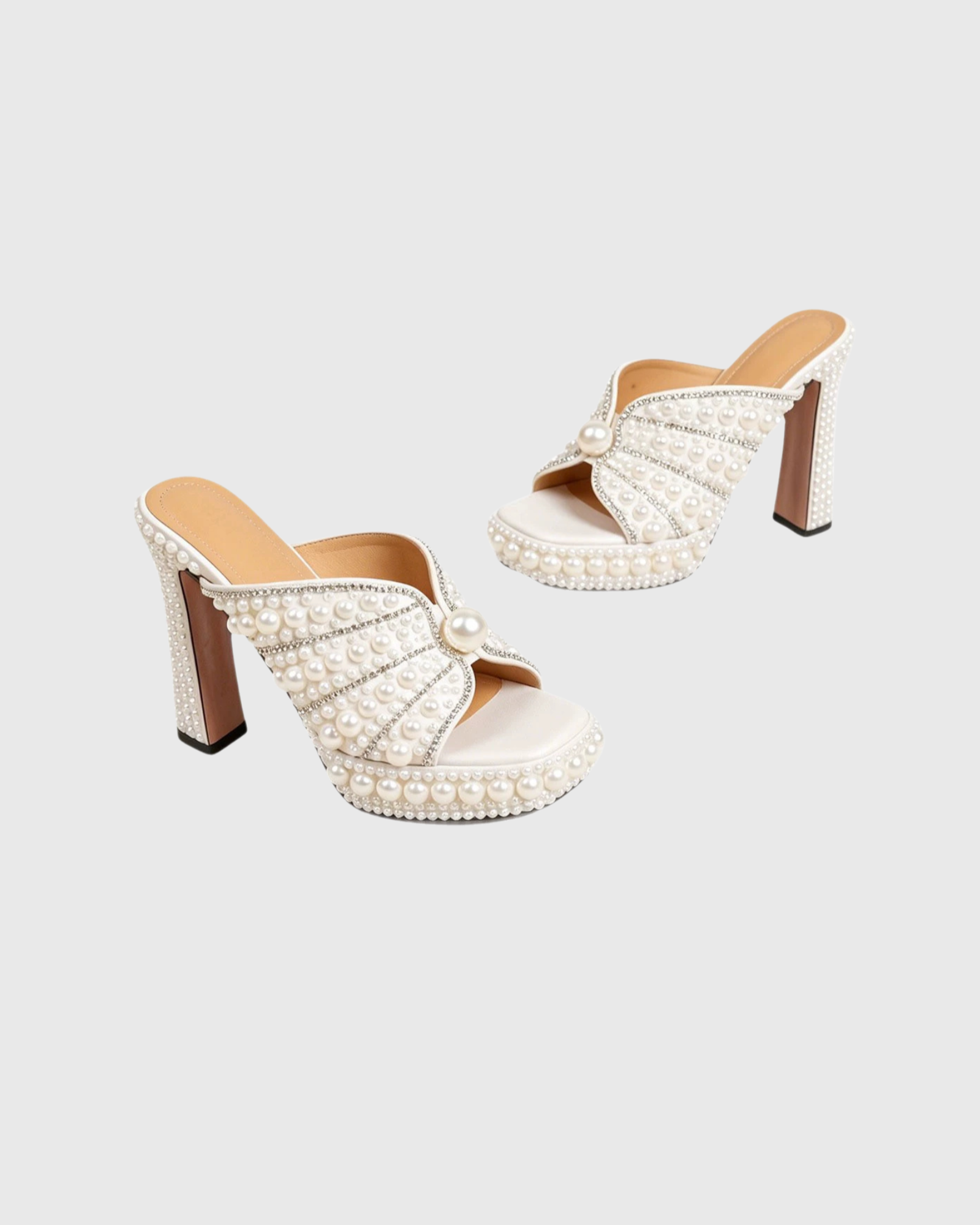 Cadence Pearl Platform Block Heel Mules