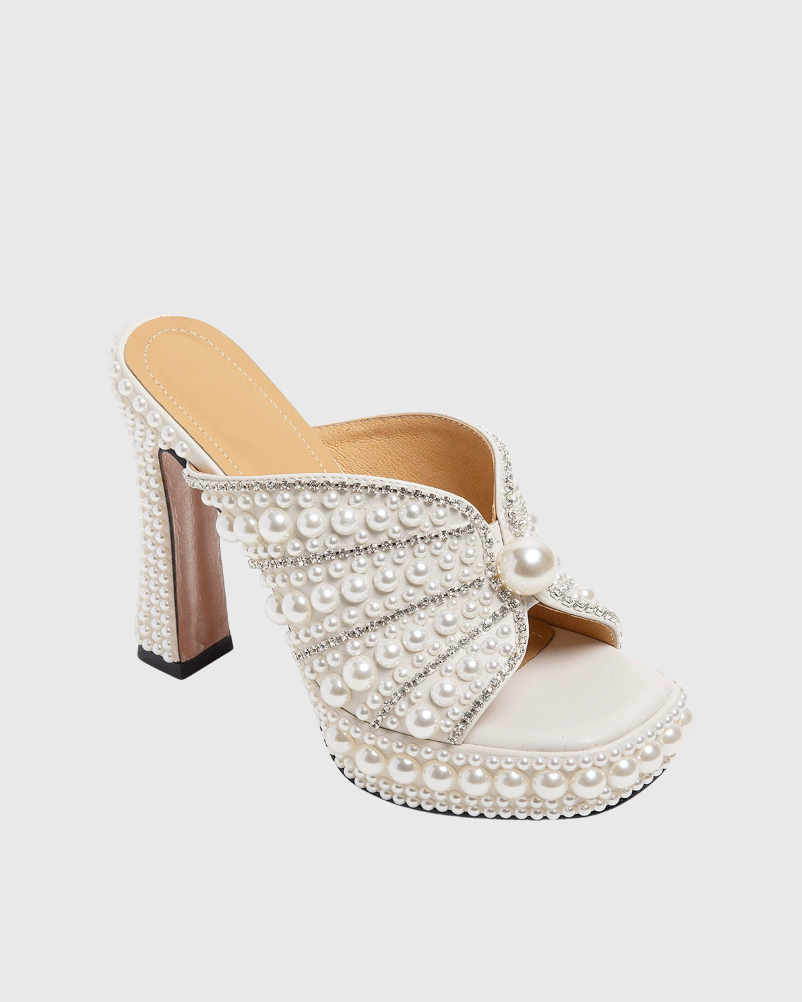 Cadence Pearl Platform Block Heel Mules