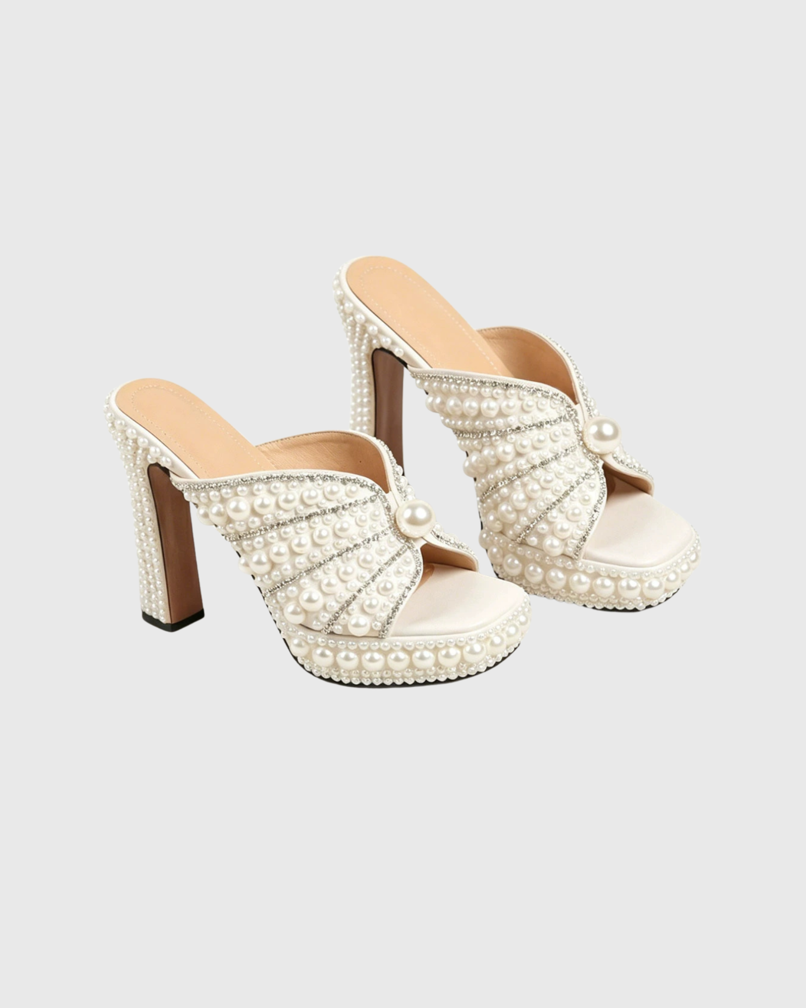 Cadence Pearl Platform Block Heel Mules
