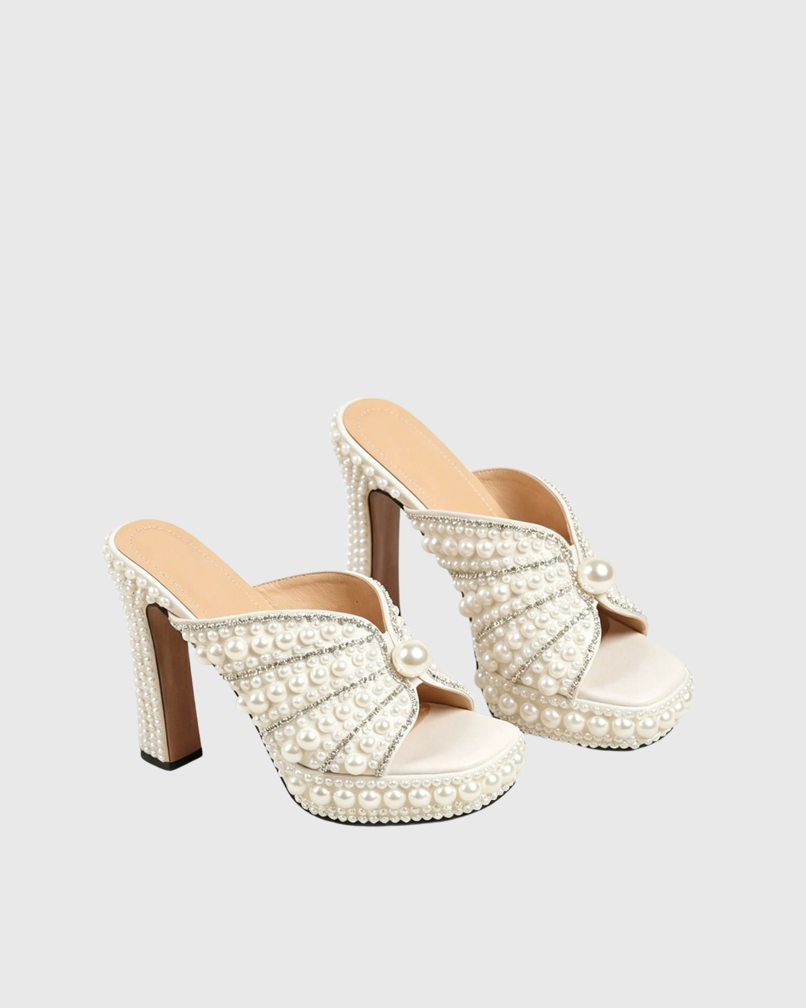 Cadence Pearl Platform Block Heel Mules