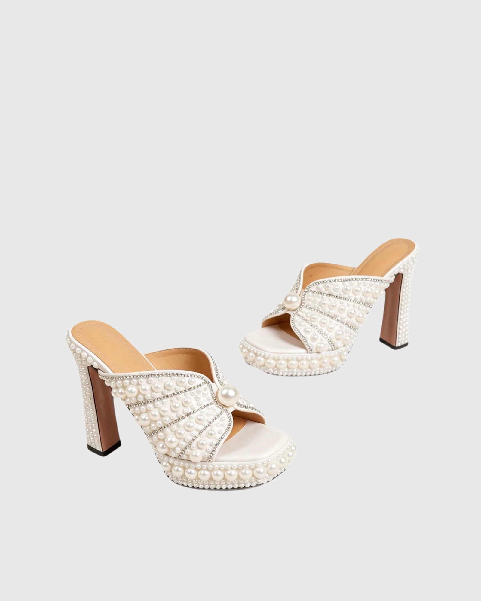 Cadence Pearl Platform Block Heel Mules