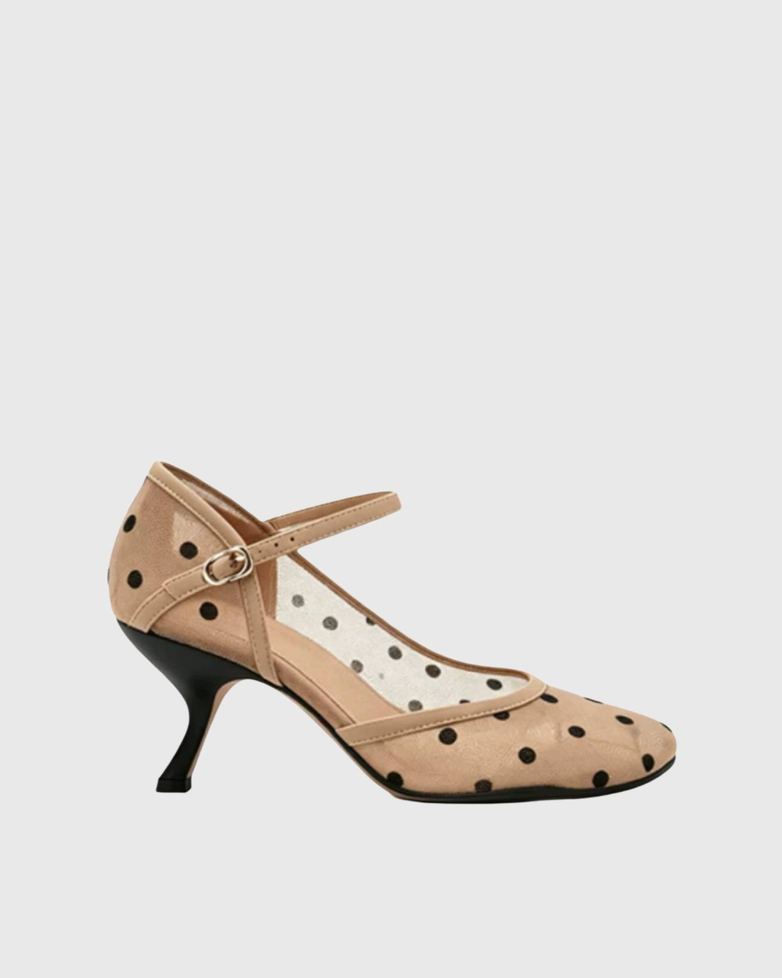 Caderina Polka Dot Mesh Pumps In Apricot