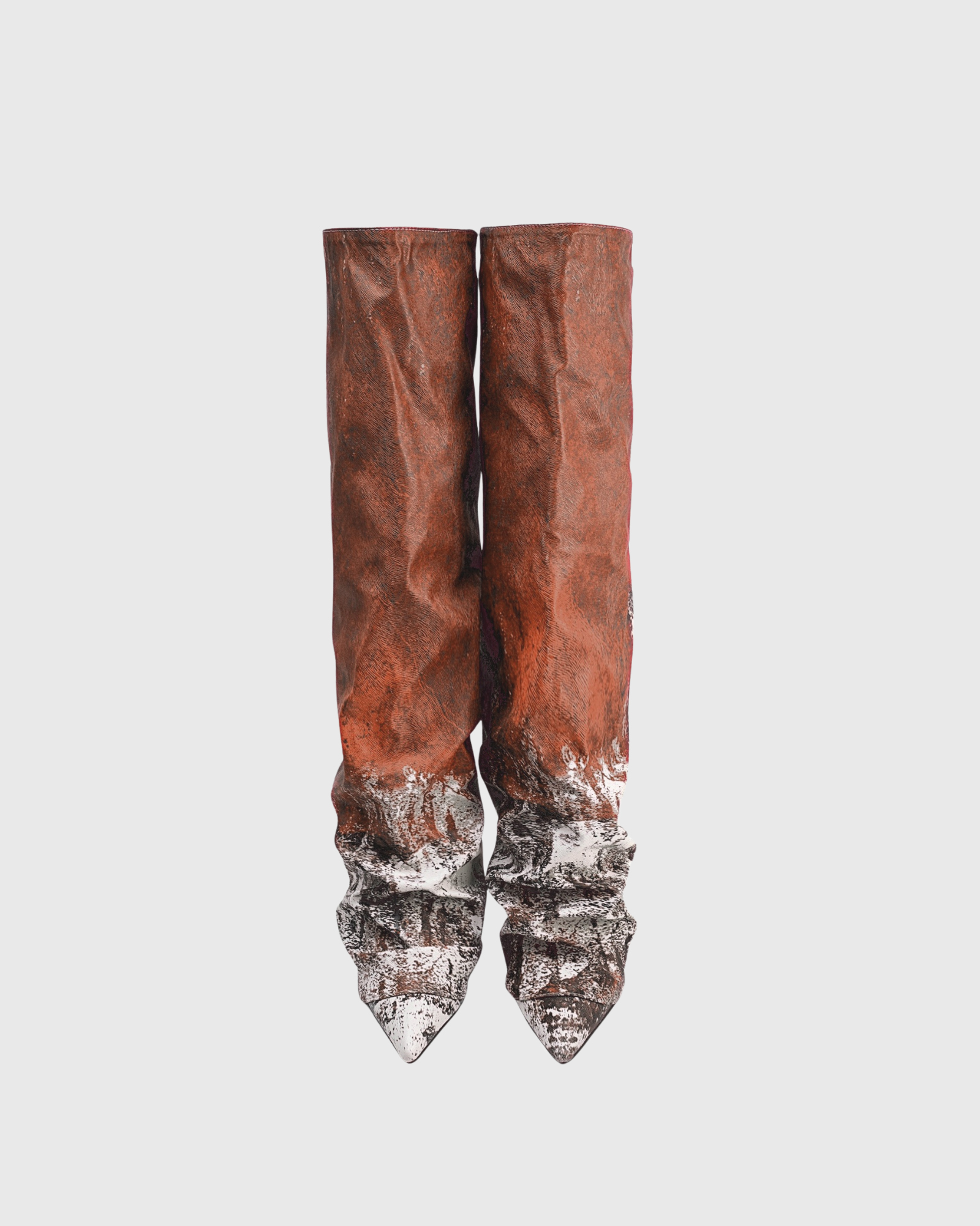 Corinna Print Splicing Knee High Boots In Brown