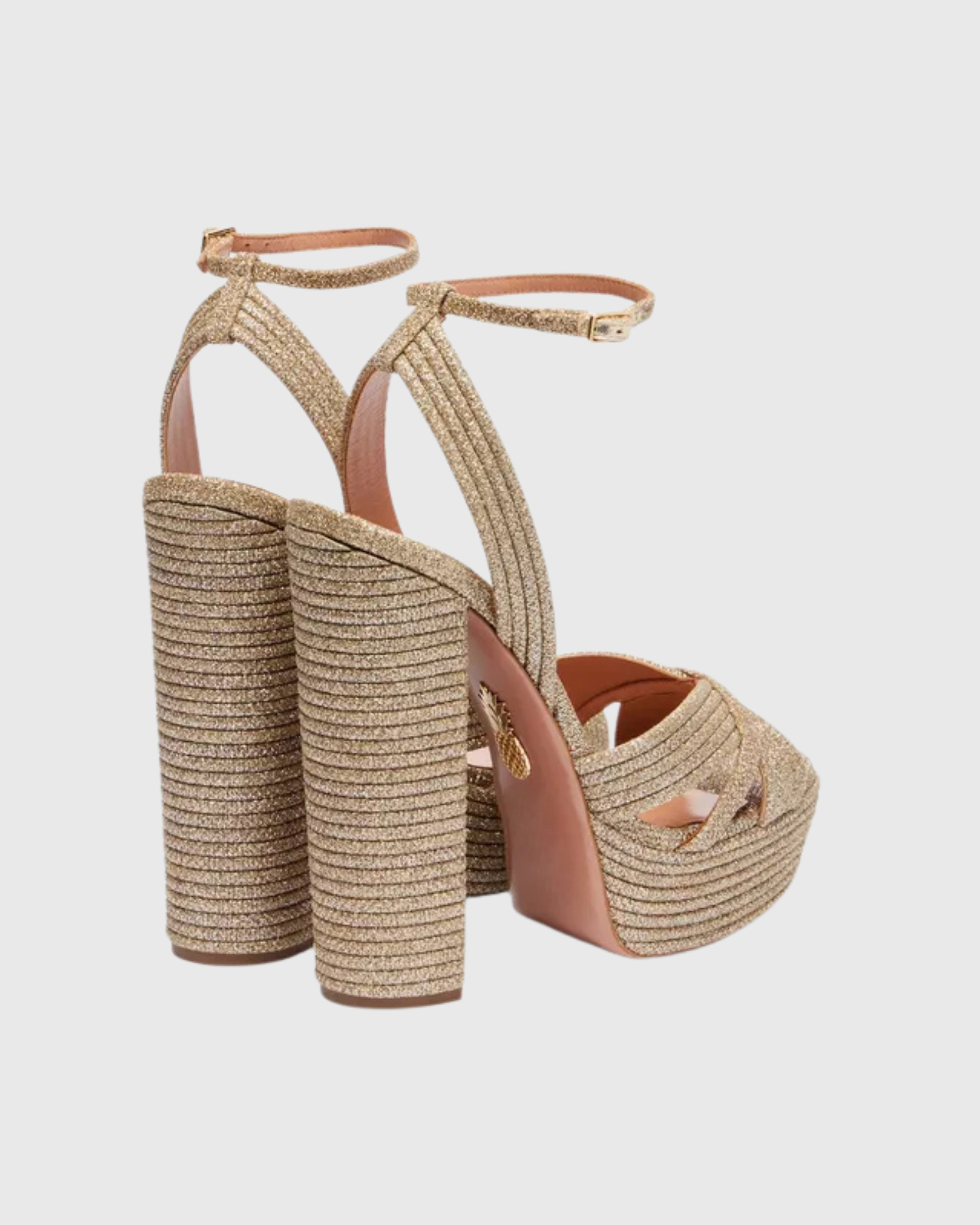 Donisa Glitter Block Heel Sandals In Gold