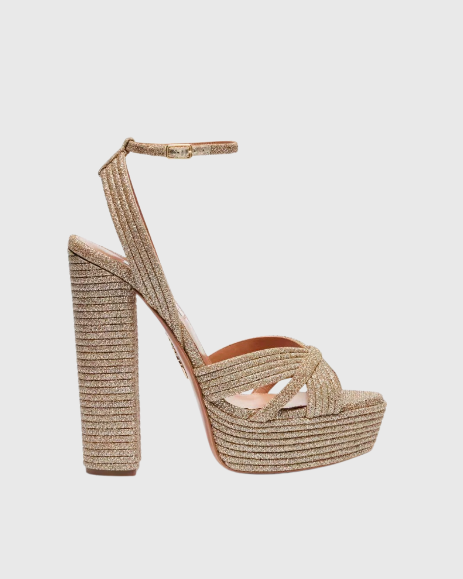 Donisa Glitter Block Heel Sandals In Gold