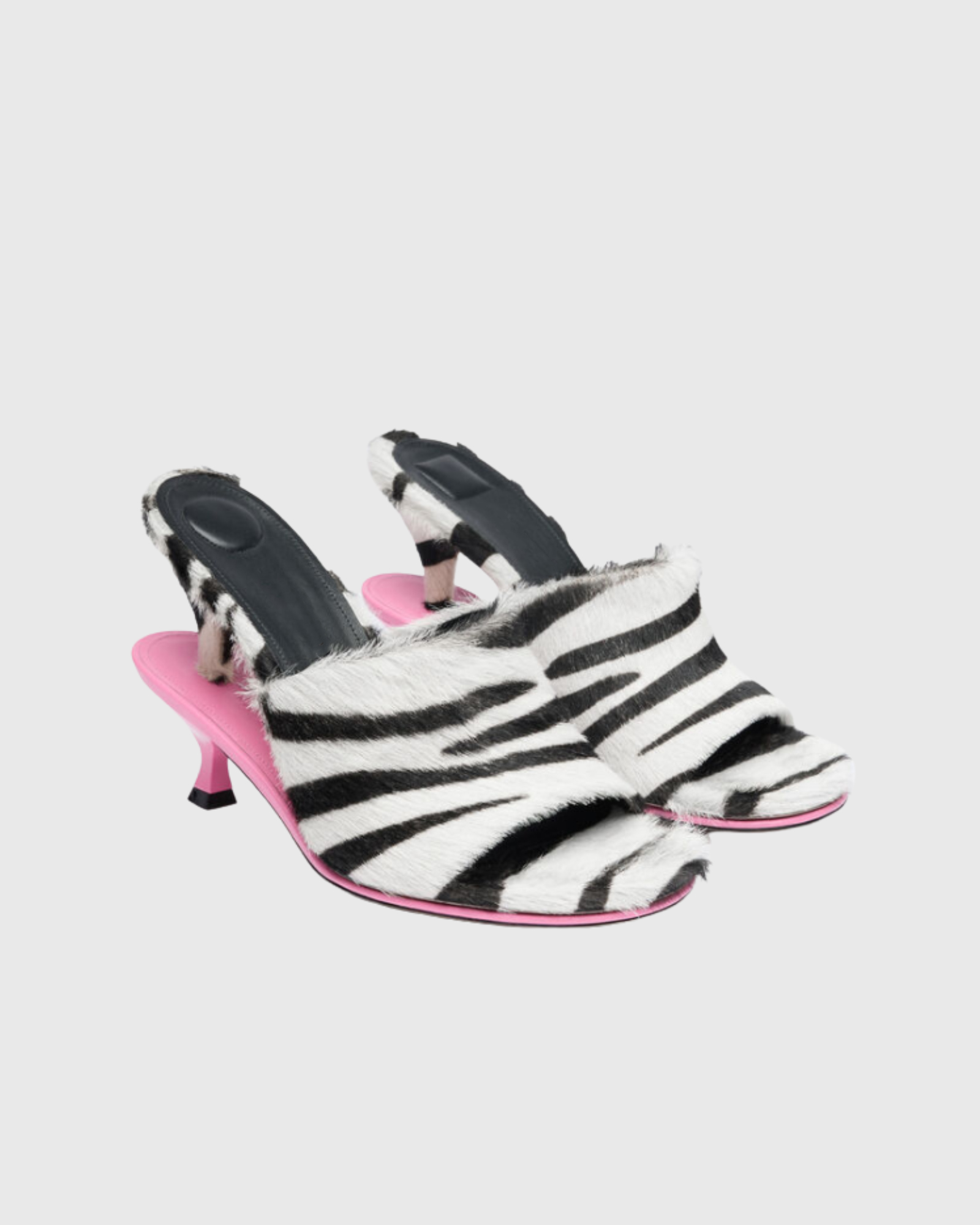 Edweena Zebra Print Furry Trim Mules