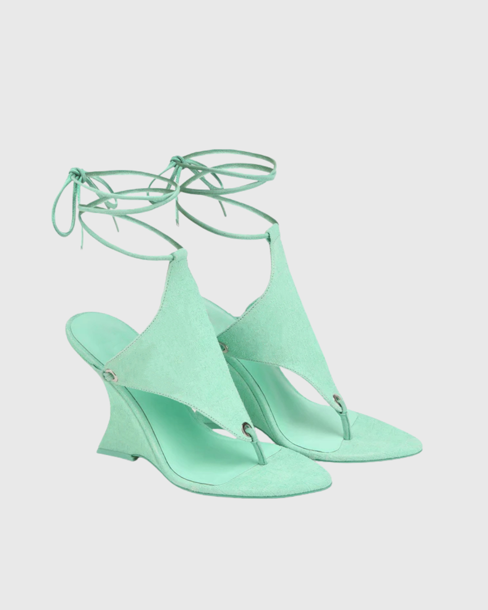 Eki Lace Up Wedge Sandals In Mint