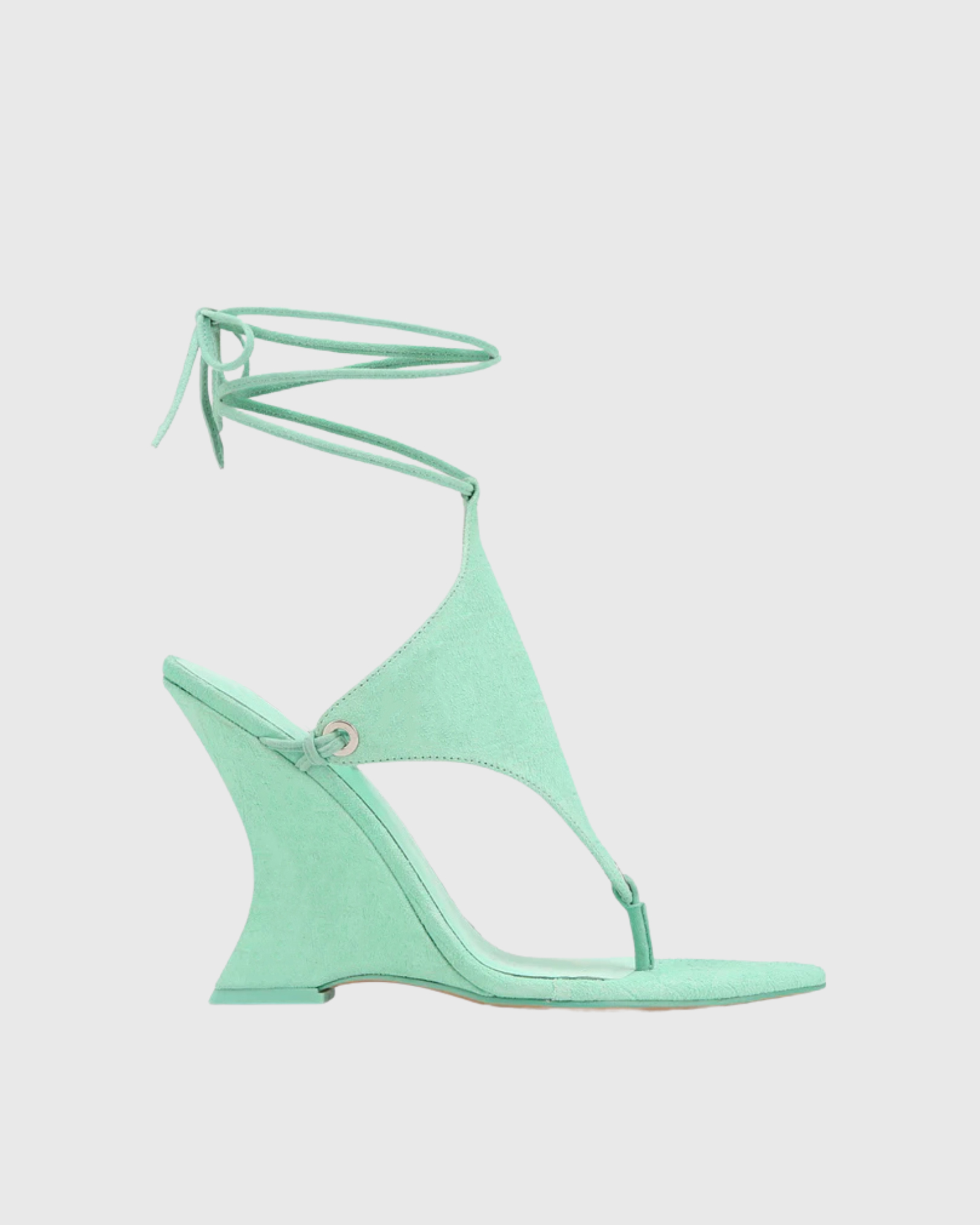Eki Lace Up Wedge Sandals In Mint