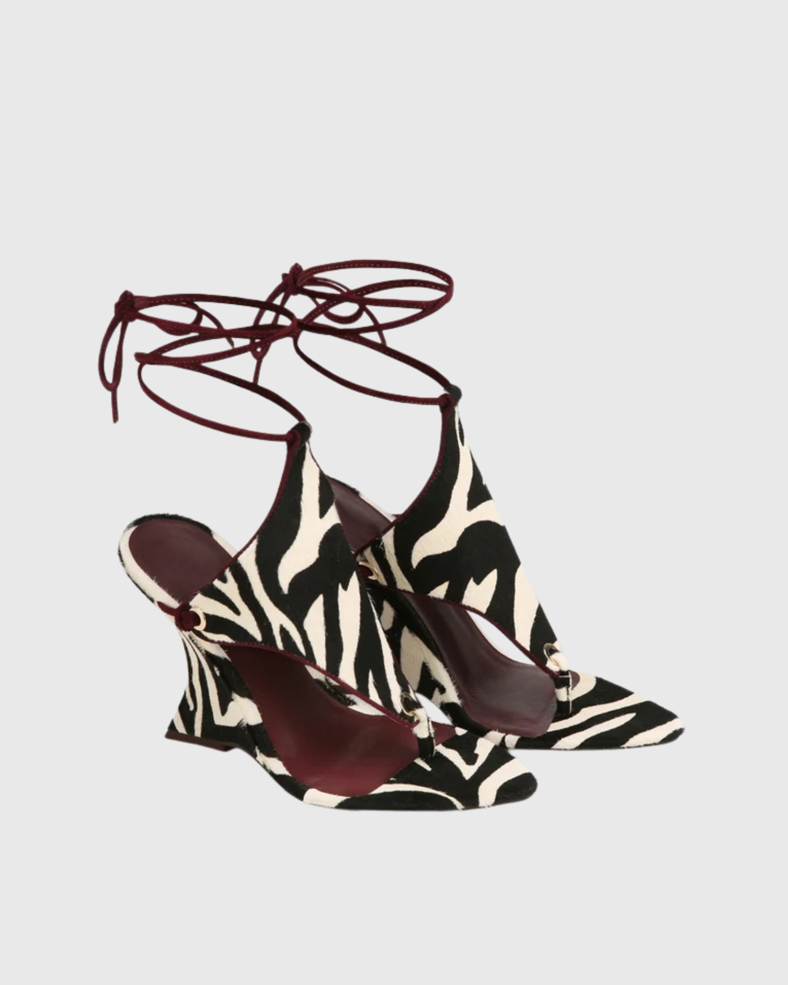 Eki Lace Up Wedge Sandals In Zebra Print
