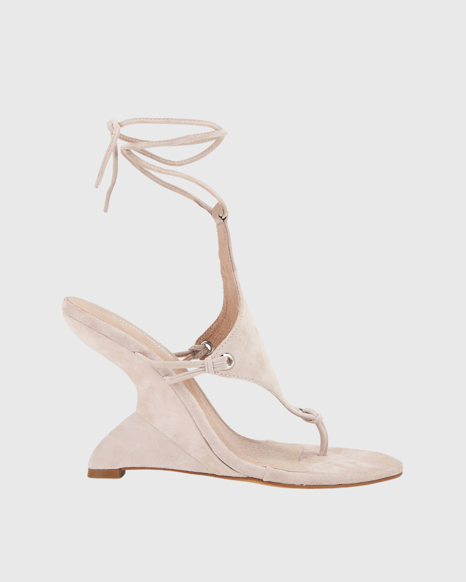 Eki Lace Up Suede Wedge Sandals In Nude