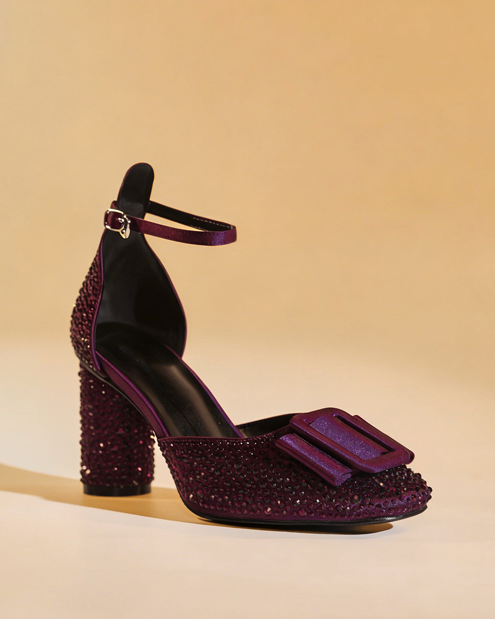 Elen Rhinestone Buckle Pumps In Purple