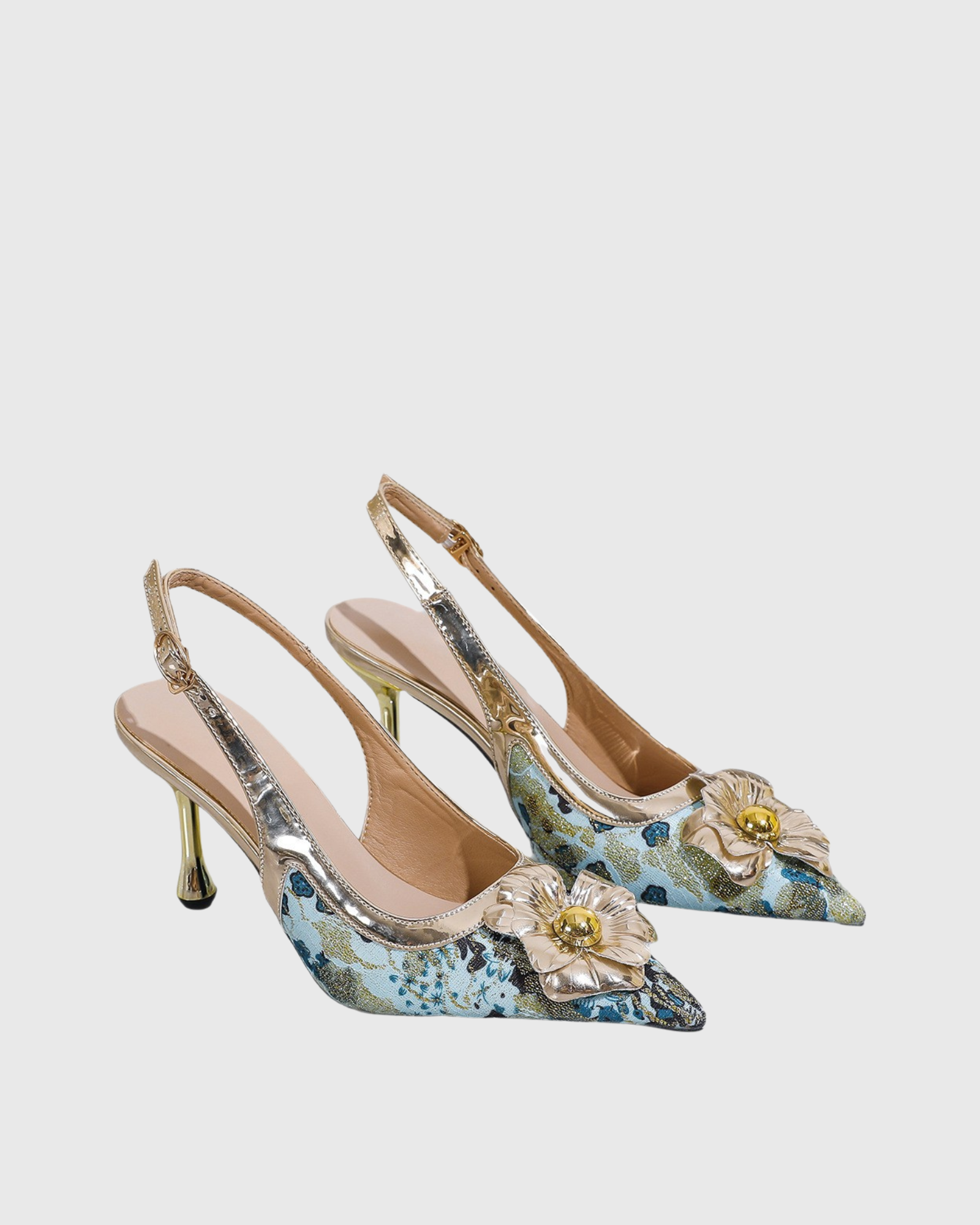 Fabrice Floral Print Slingback Pumps In Blue