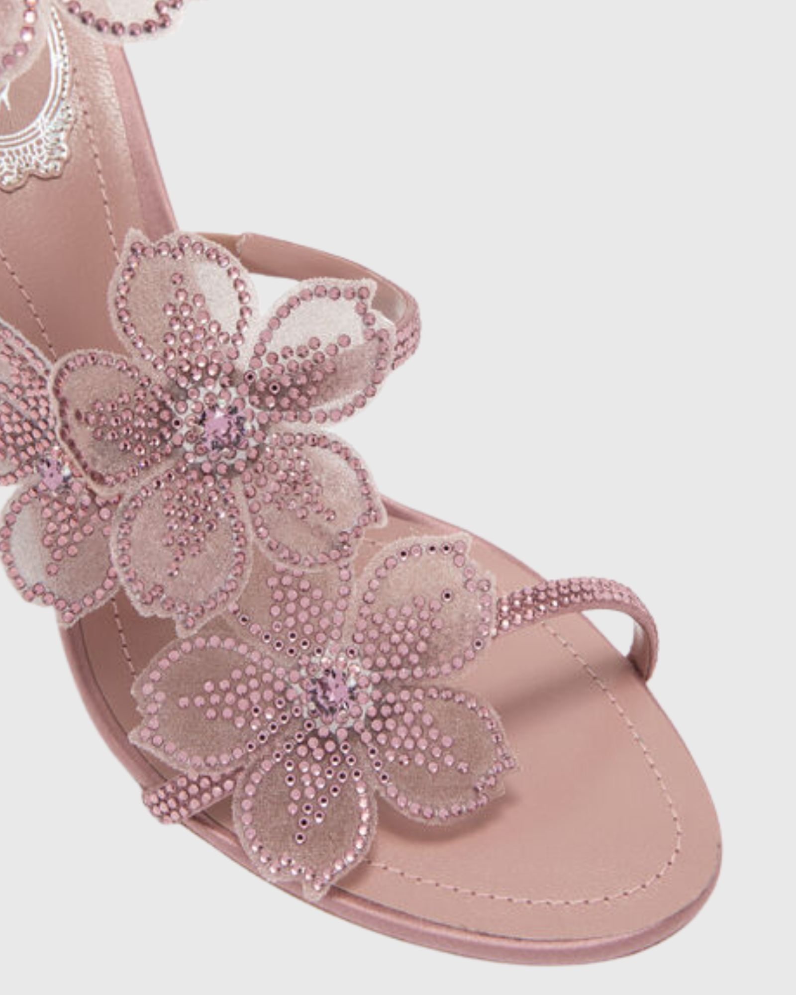 Elisa Flower Embellished Snake Sandals In Blush