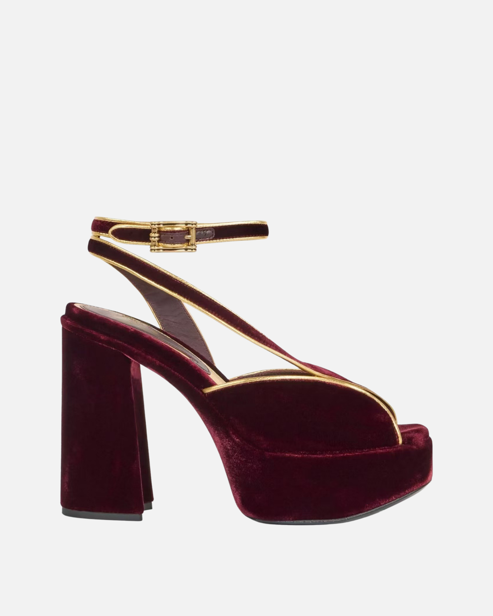 Gayne Peep Toe Velvet Platform Sandals In Wine