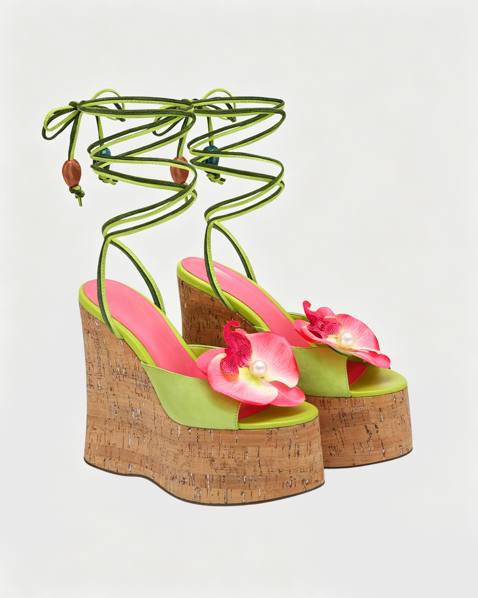 Hale Flower Platform Lace Up Sandals