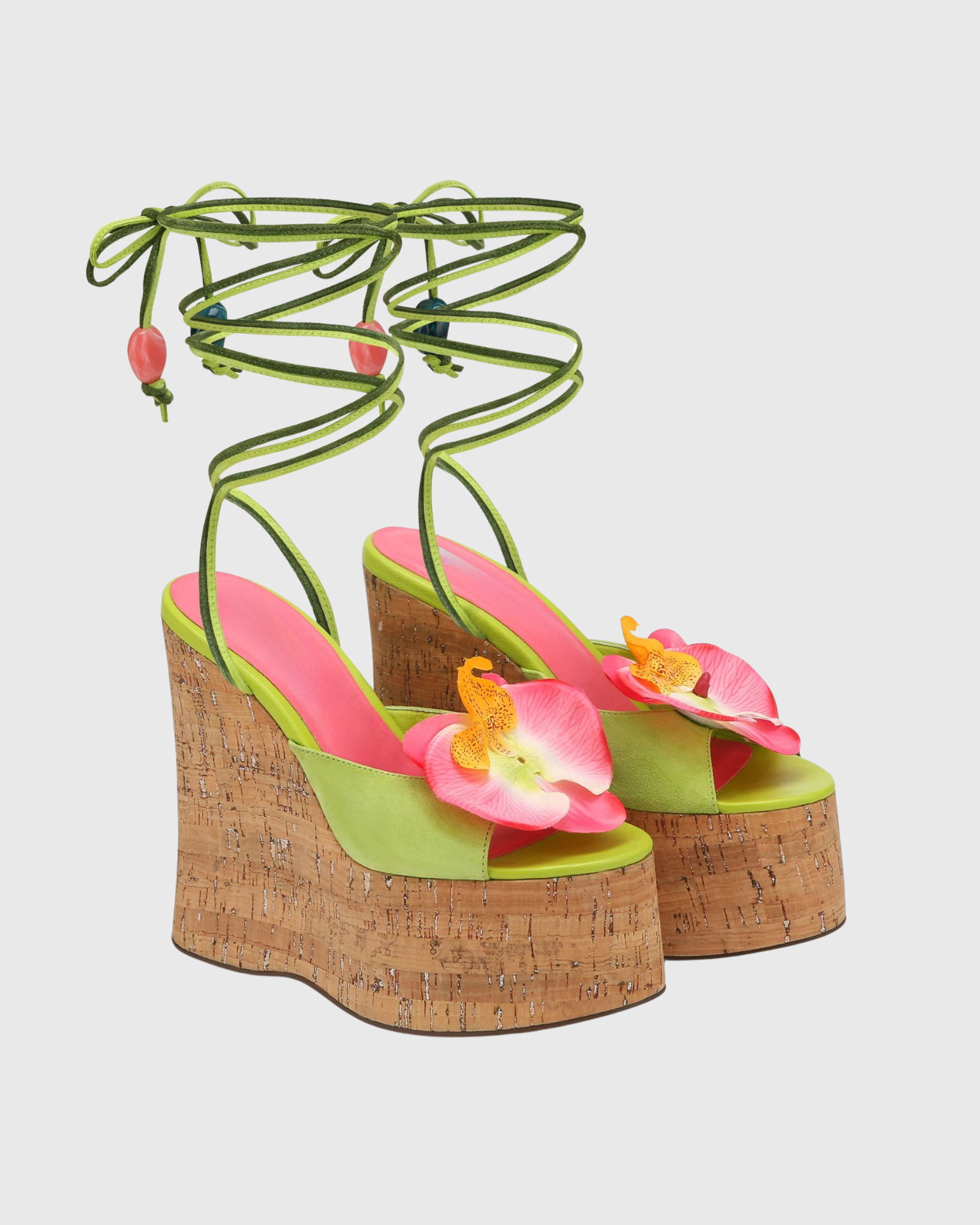 Hale Flower Platform Lace Up Sandals