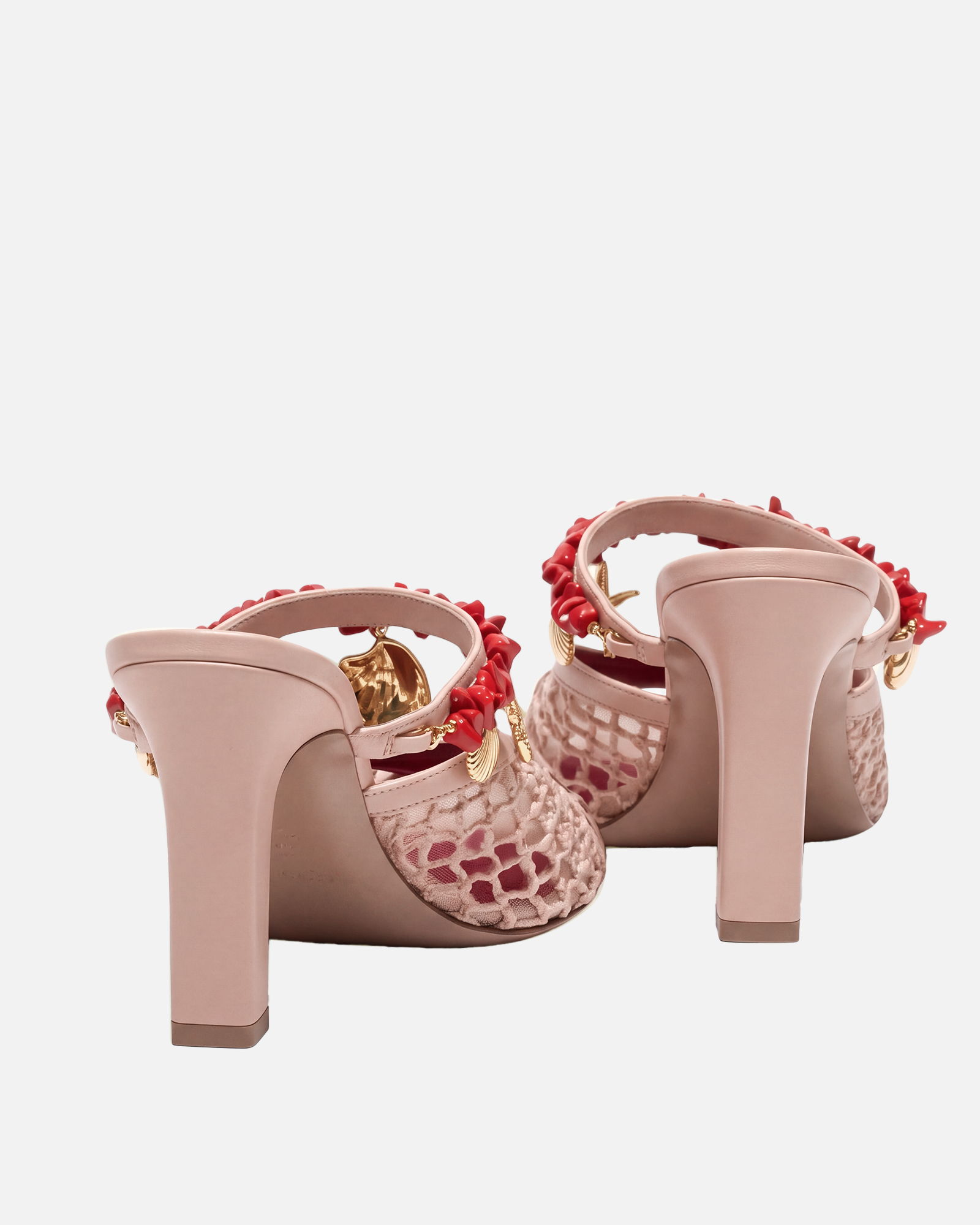 Hera Starfish Beaded Mules In Blush