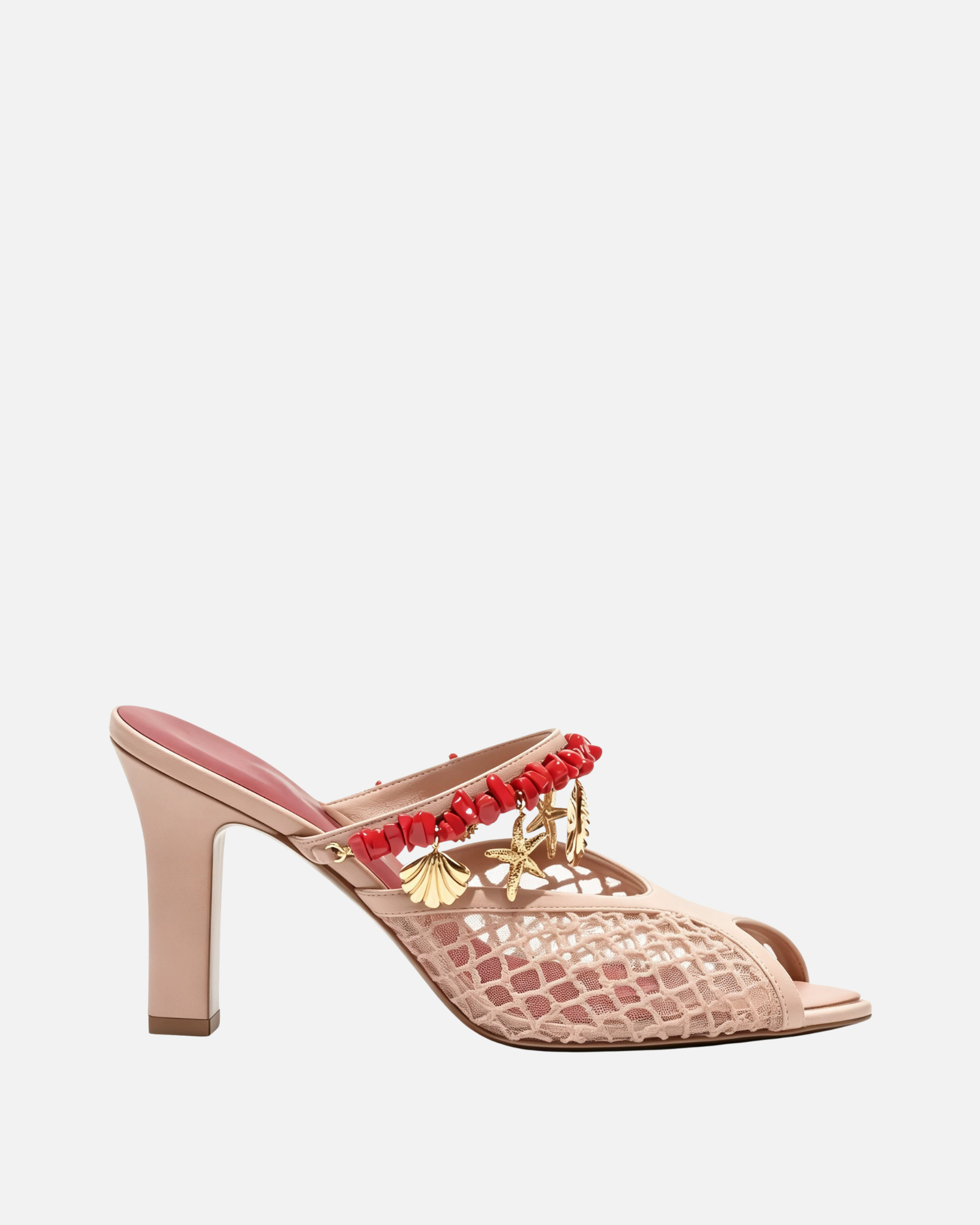 Hera Starfish Beaded Mules In Blush