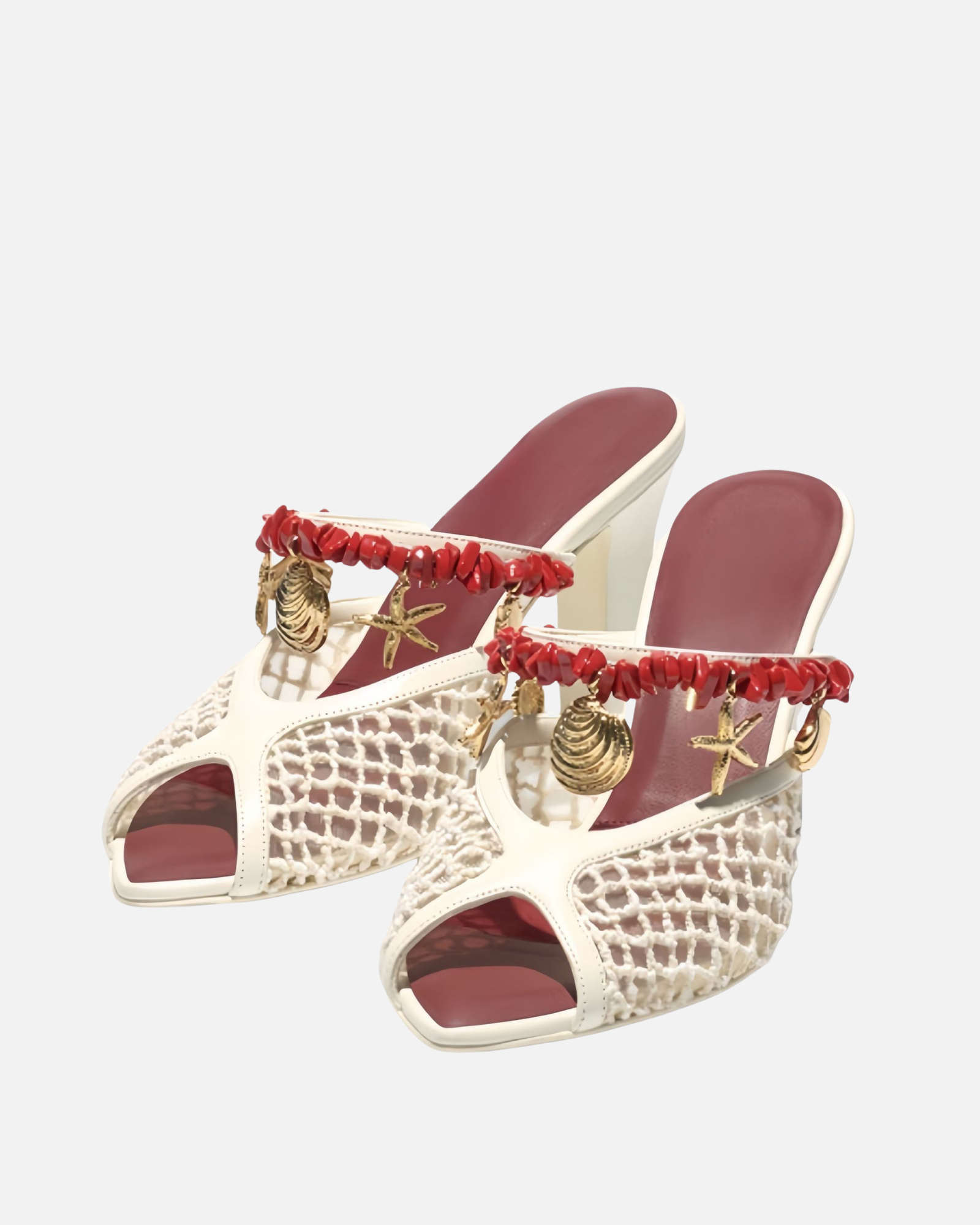 Hera Starfish Beaded Mules In White