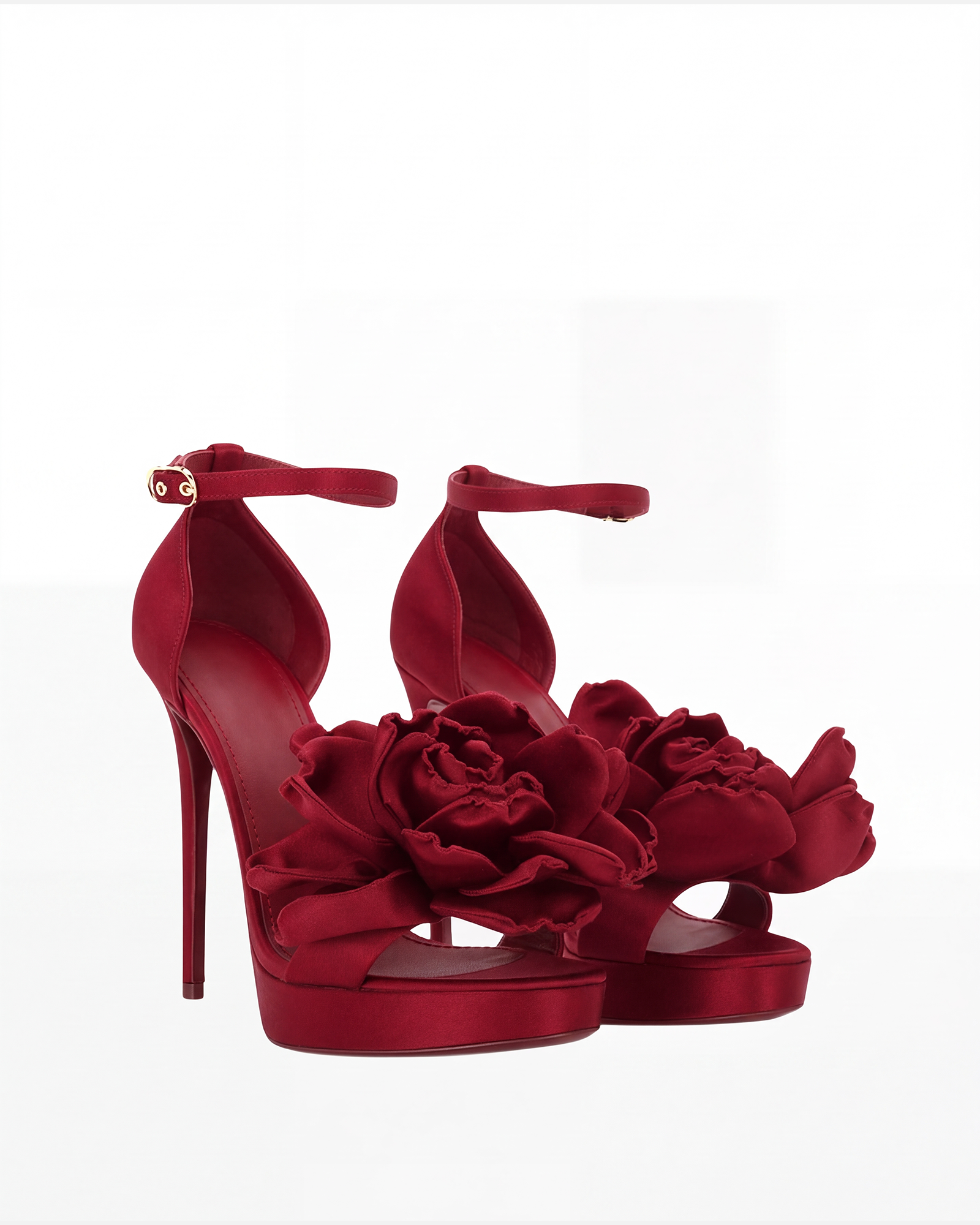 Hobba Flower Satin Sandals In Red