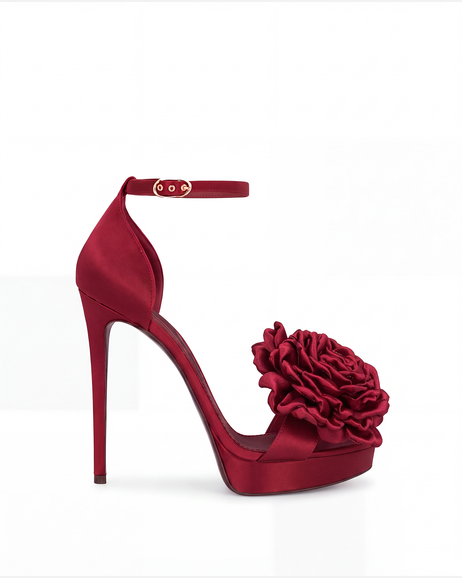 Hobba Flower Satin Sandals In Red