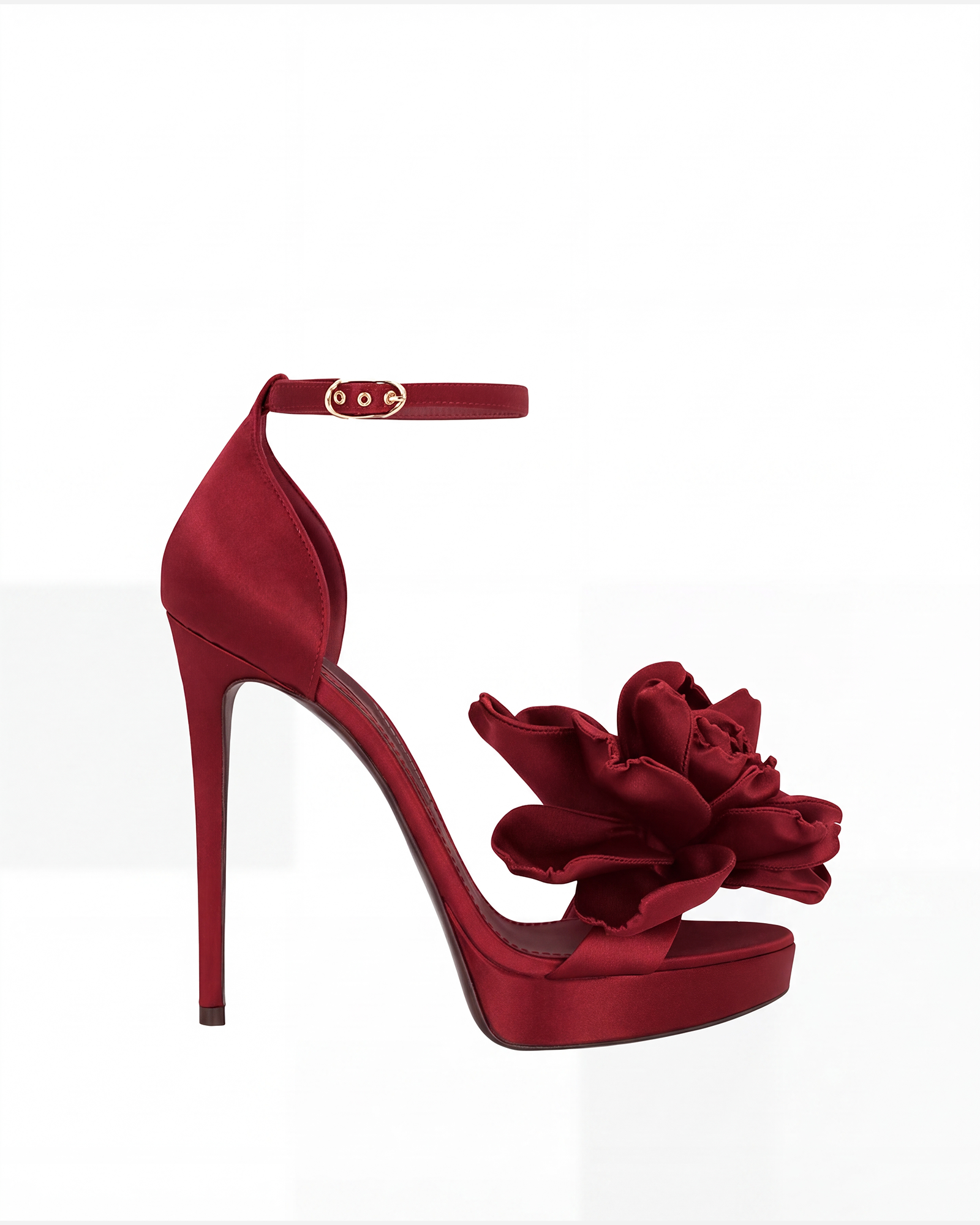 Hobba Flower Satin Sandals In Red