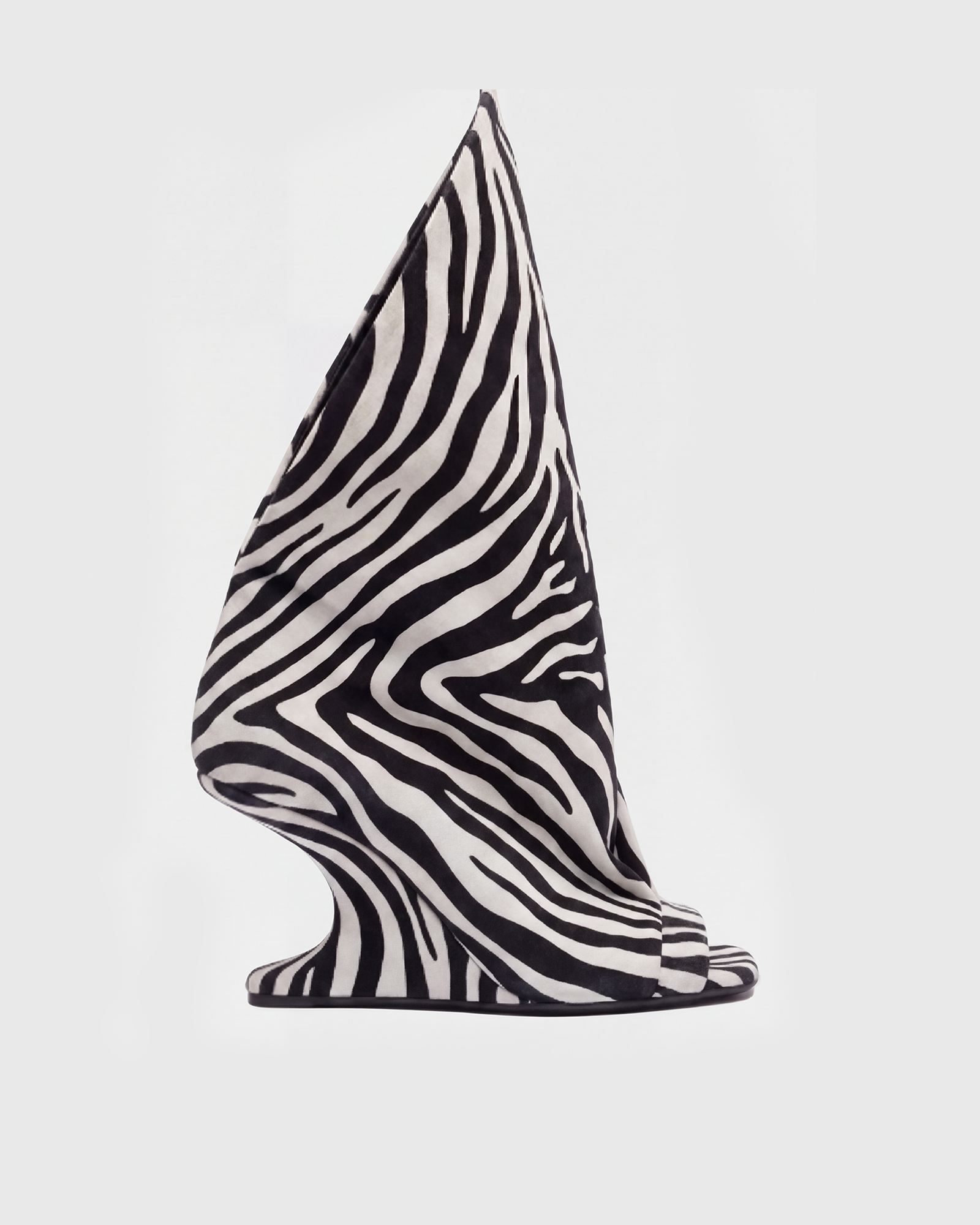 Idida Peep Inverted Wedge Boots In Zebra