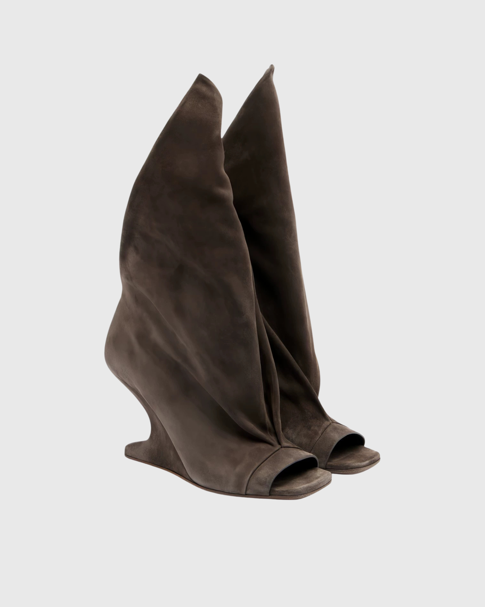 Idida Peep Inverted Wedge Boots In Brown