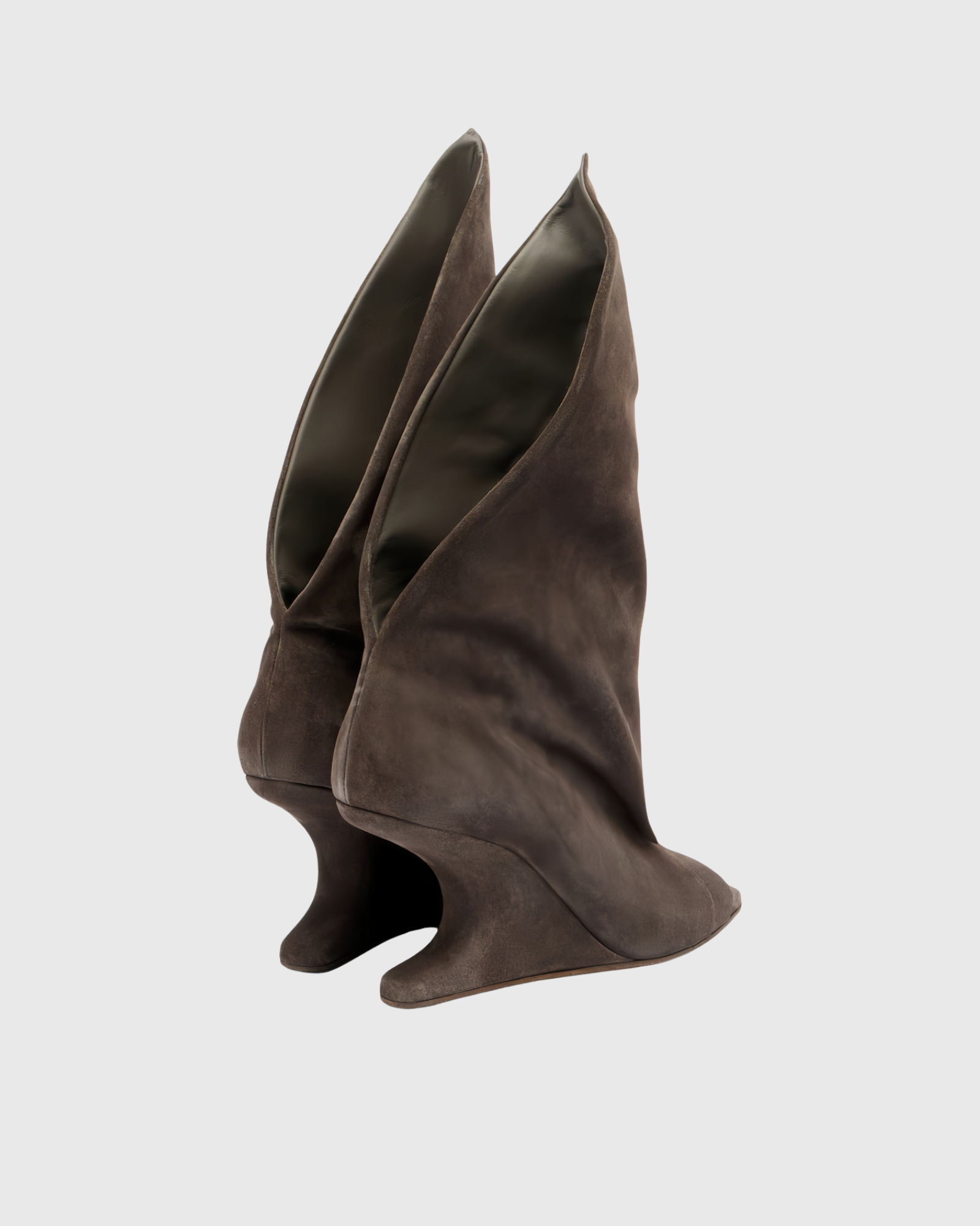 Idida Peep Inverted Wedge Boots In Brown