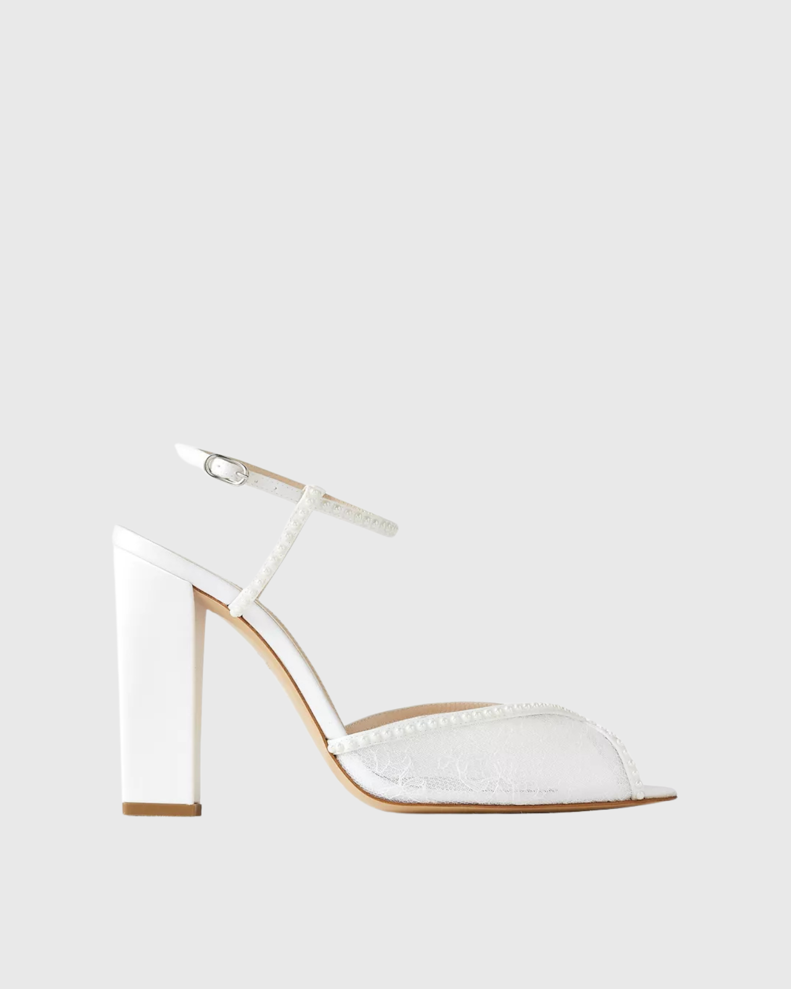 Ieva Pearl Strap Lace Sandals In White