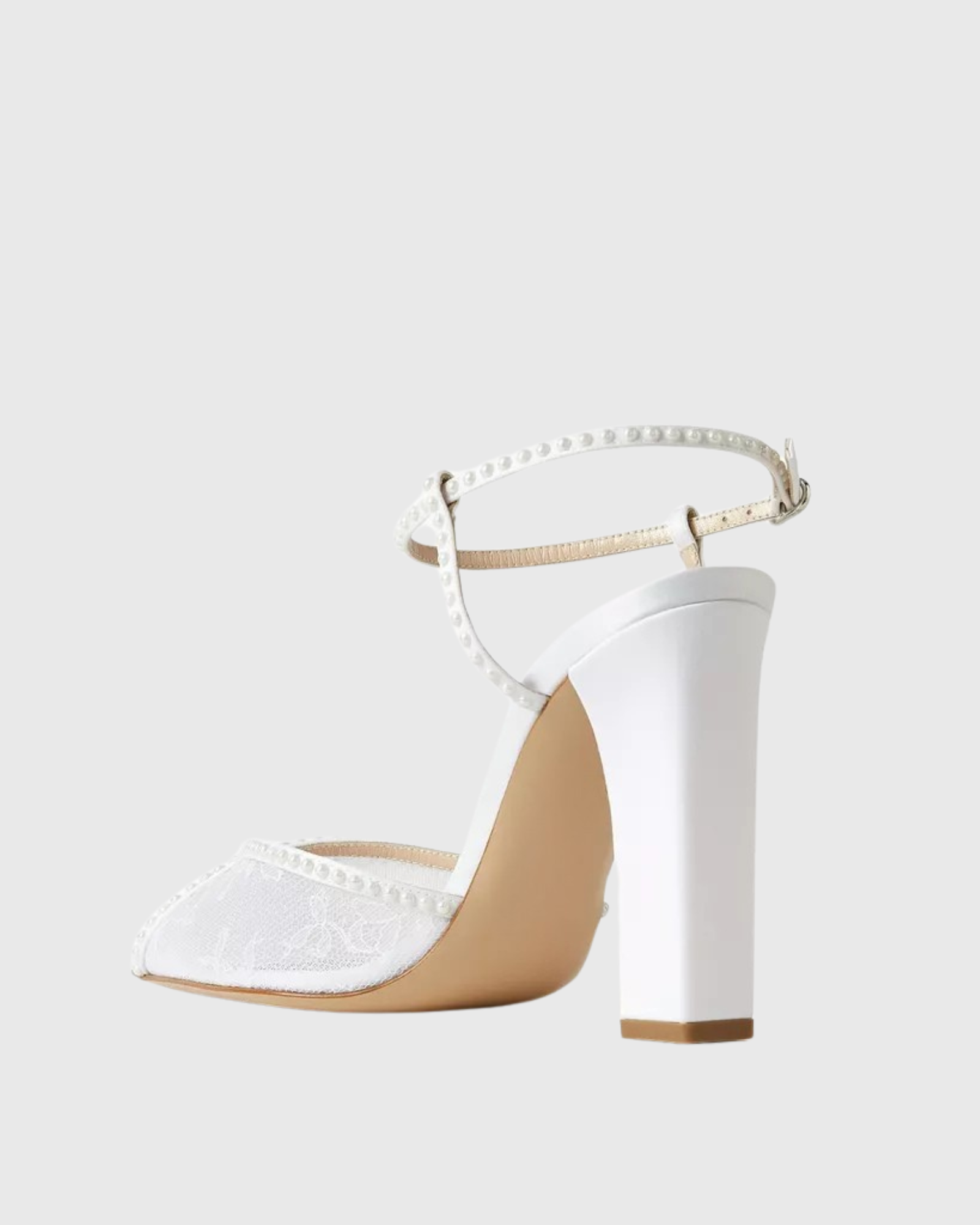 Ieva Pearl Strap Lace Sandals In White