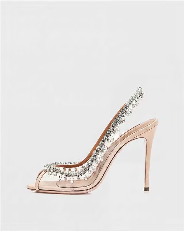 Ilary Diamond Slingback Sandals In Rose Gold