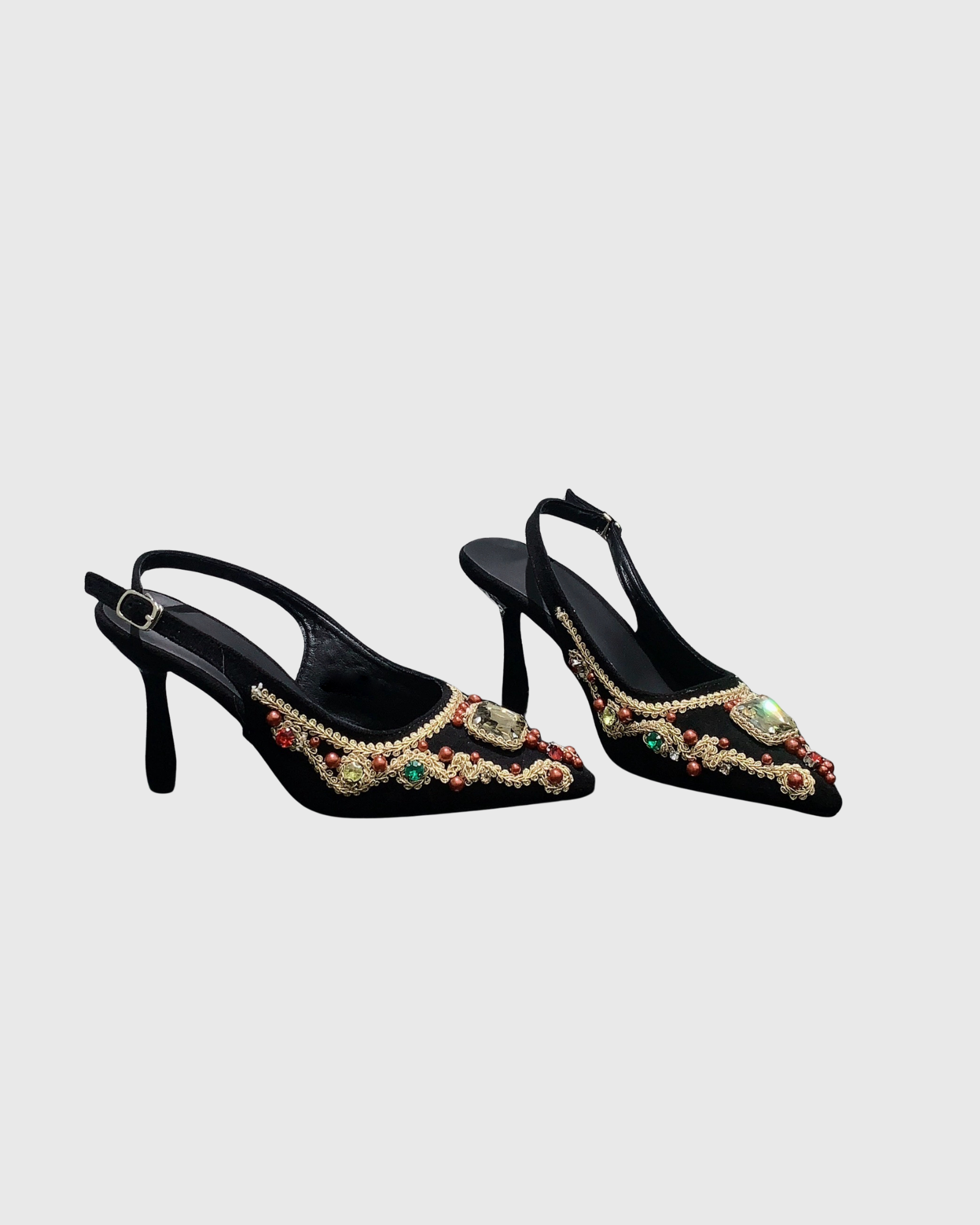 Jorsa Embellished Slingback Sandals In Black
