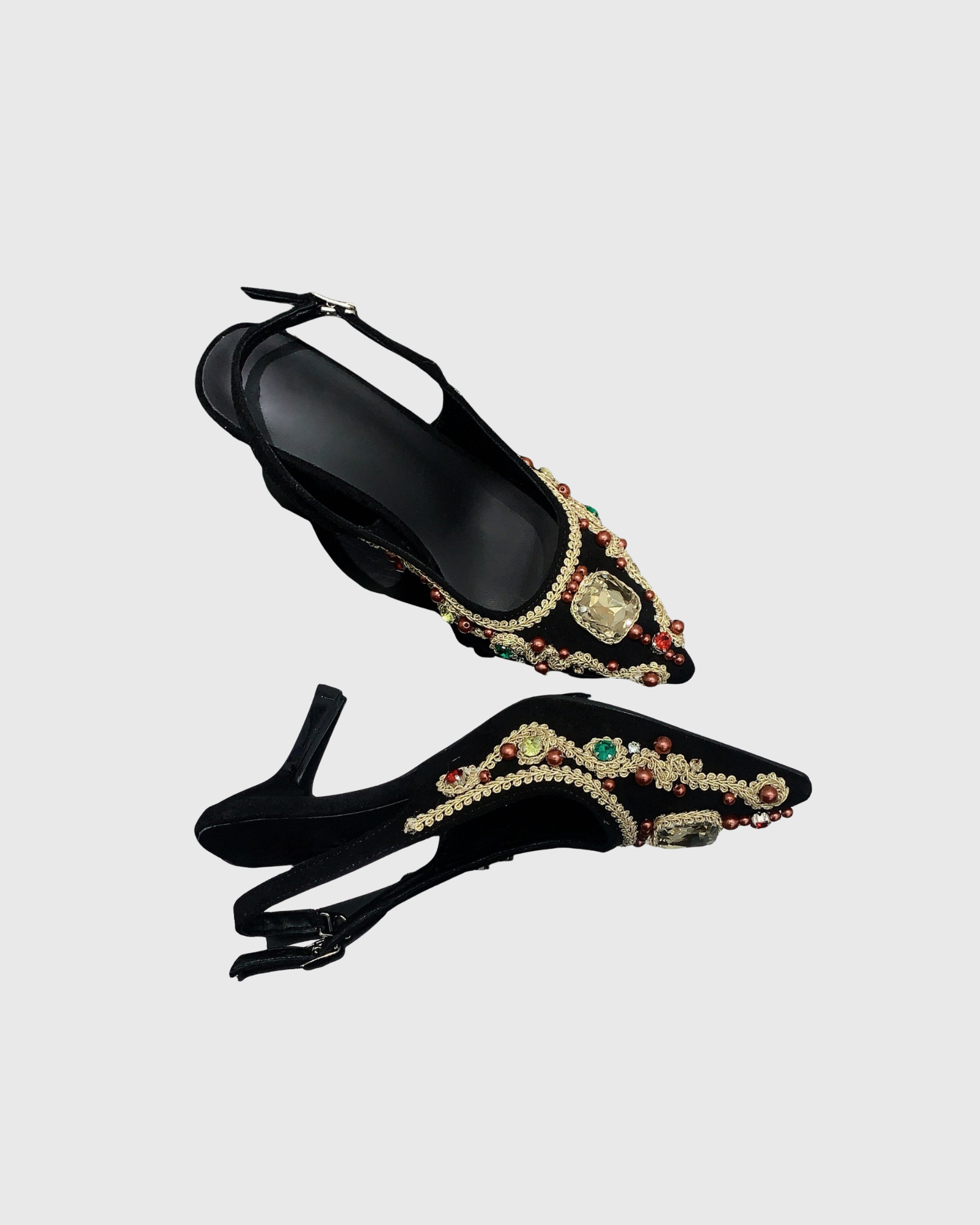 Jorsa Embellished Slingback Sandals In Black