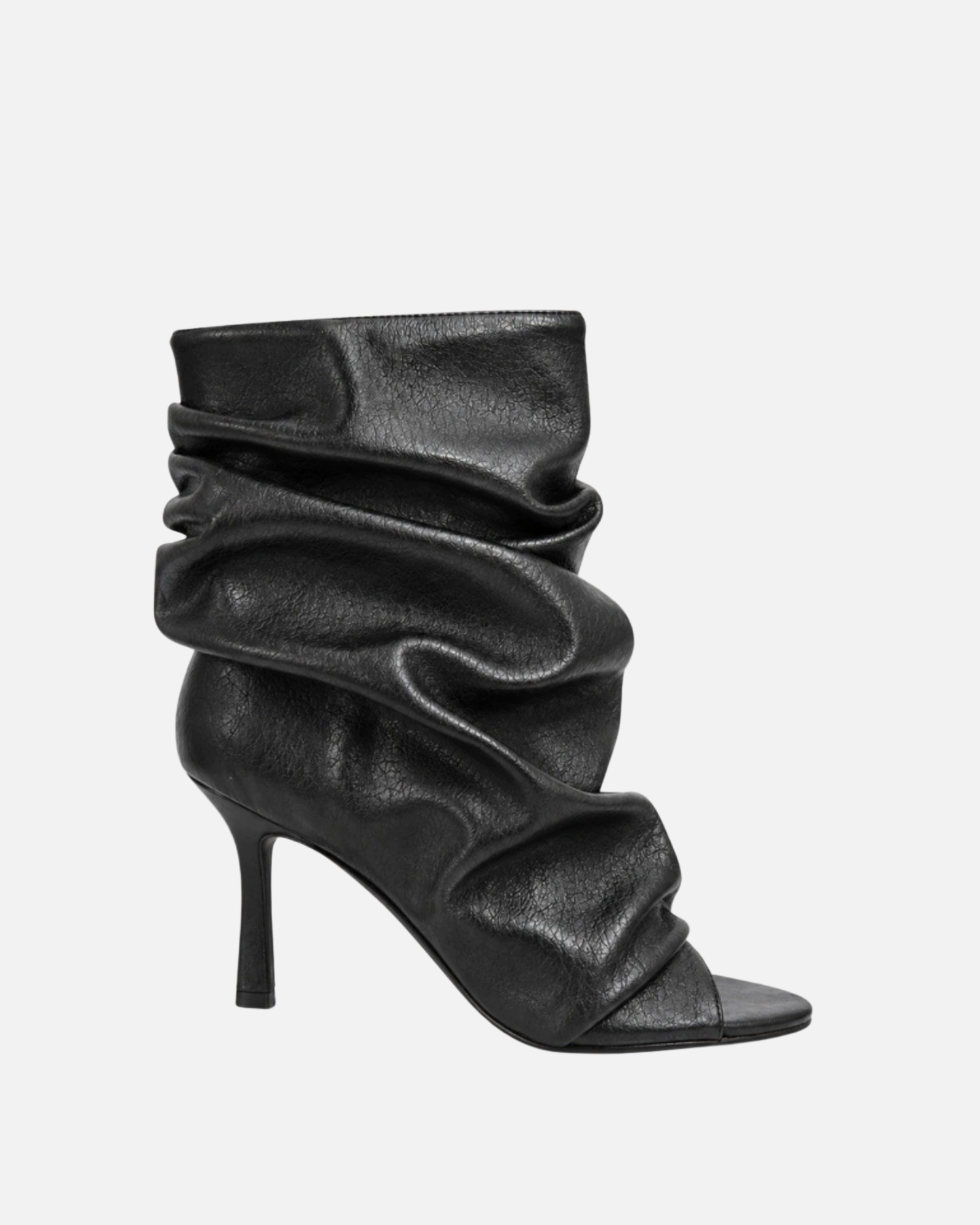 Kard Peep Toe Leather Ankle Boots In Black