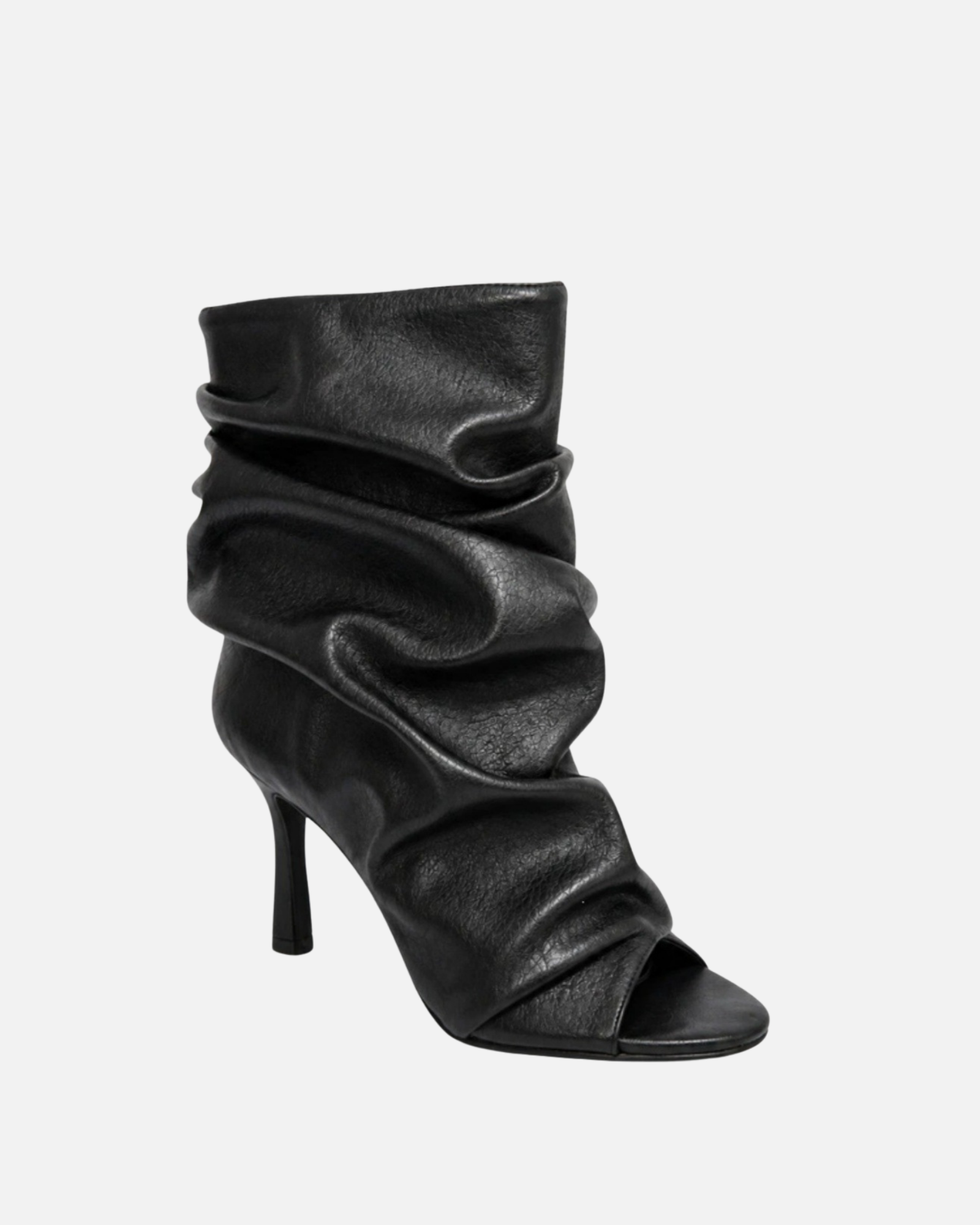 Kard Peep Toe Leather Ankle Boots In Black